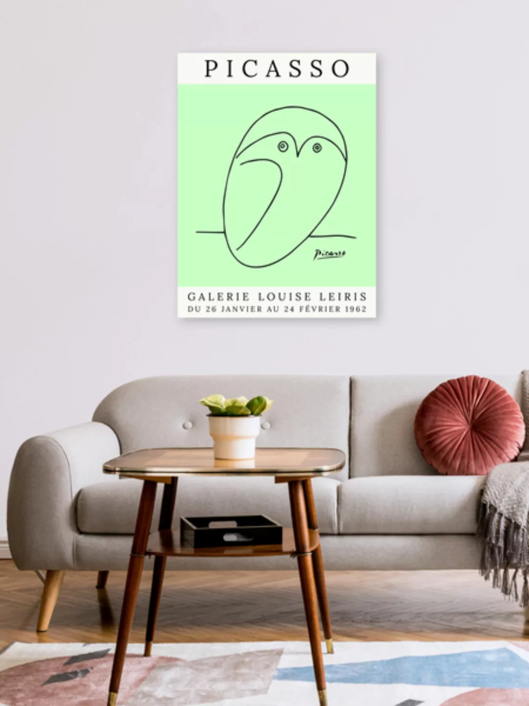 Poster / Leinwandbild - Picasso Eule – Grün günstig online kaufen