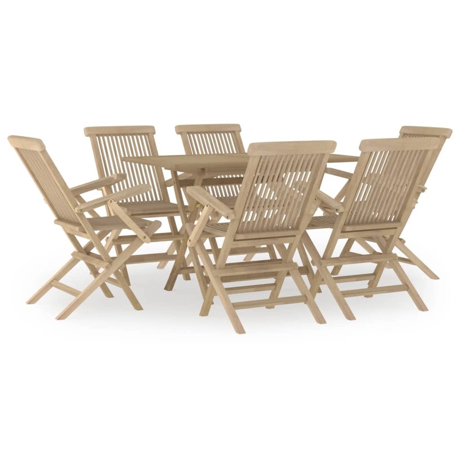 Vidaxl 7-tlg. Garten-essgruppe Grau Massivholz Teak günstig online kaufen