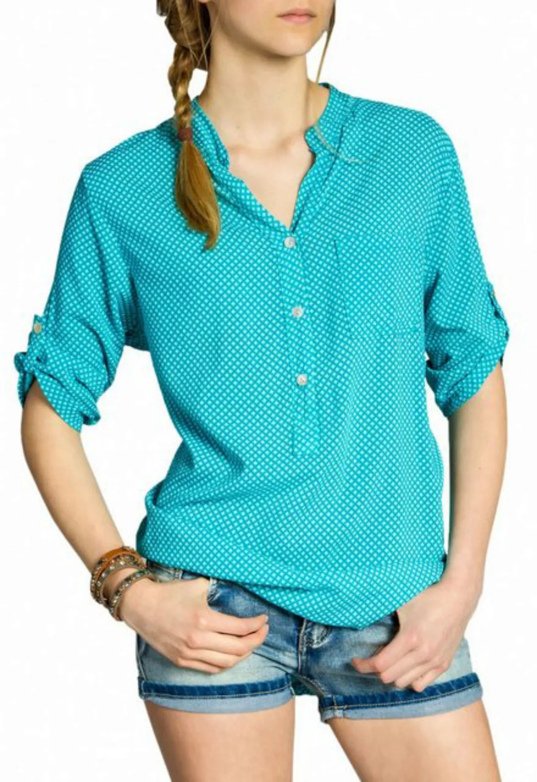 Caspar Shirtbluse BLU013 Damen Bluse gepunktet elegante 3/4 Arm Bluse Pünkt günstig online kaufen