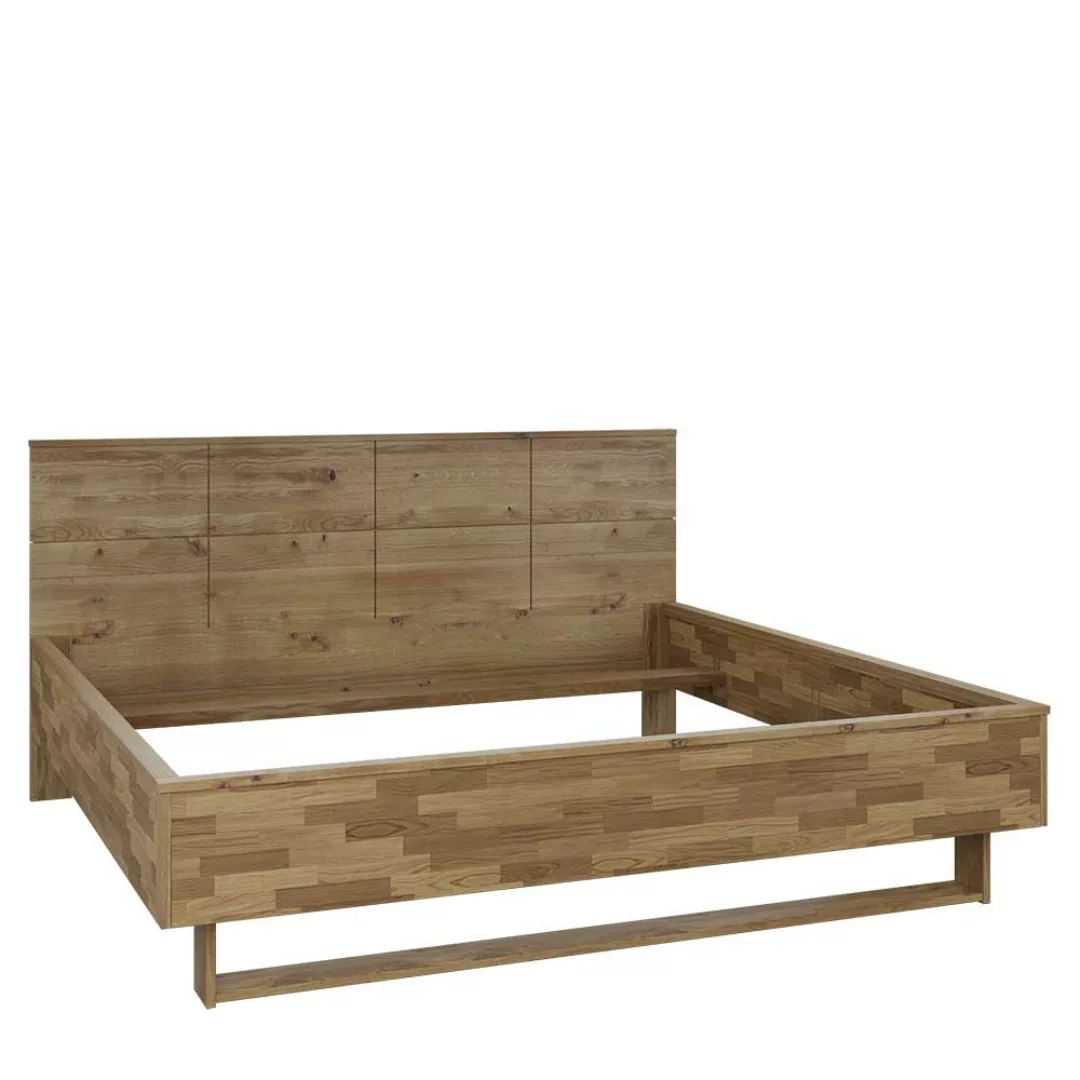 Massivholz Bett aus Eiche geölt Bügelgestell günstig online kaufen