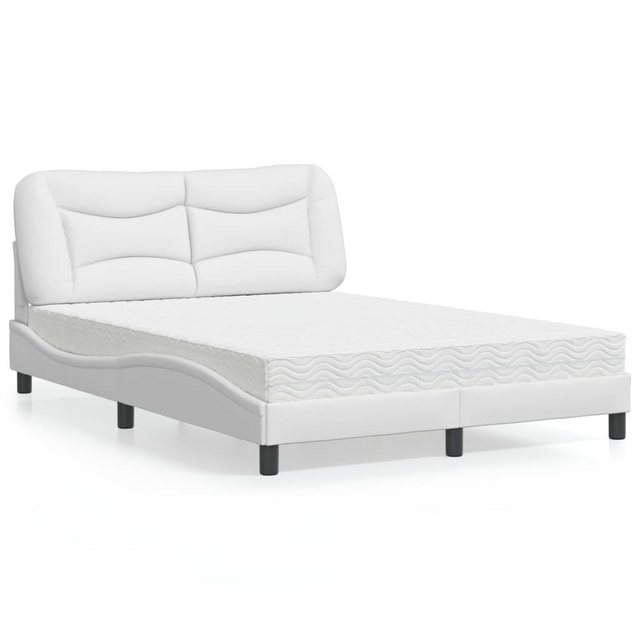 vidaXL Bett Bett mit Matratze Weiß 140x200 cm Kunstleder günstig online kaufen