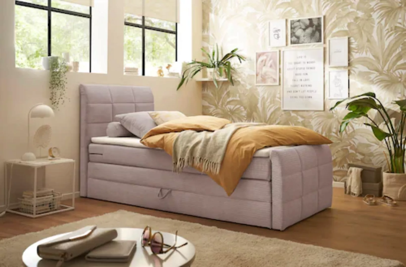 ED EXCITING DESIGN Boxspringbett »Bolivia«, harte Seite mit Kokosmatte, wei günstig online kaufen
