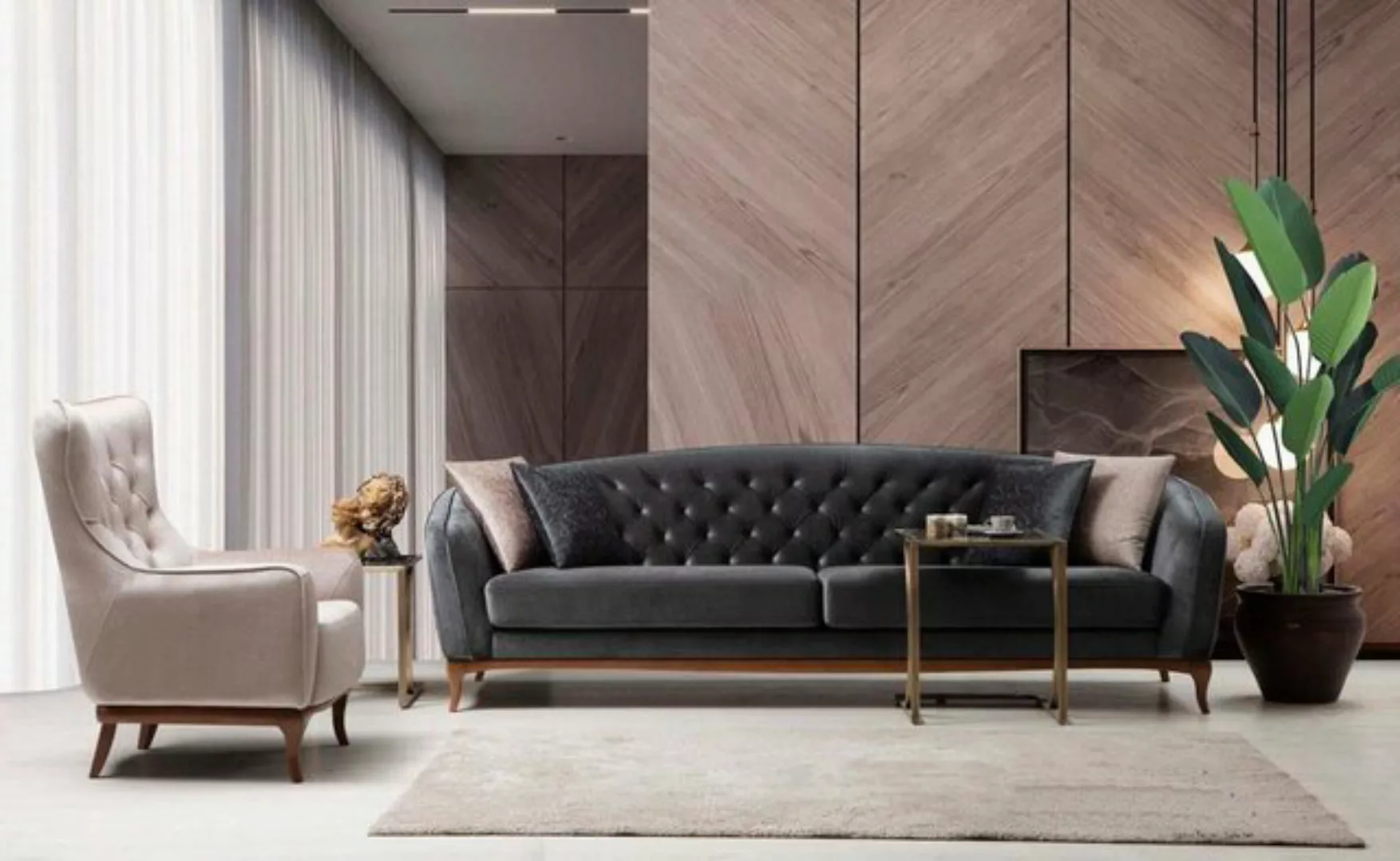 JVmoebel Sofa Chesterfield Luxus Couch Sofagarnitur Couchgarnitur 4+1 Sitze günstig online kaufen