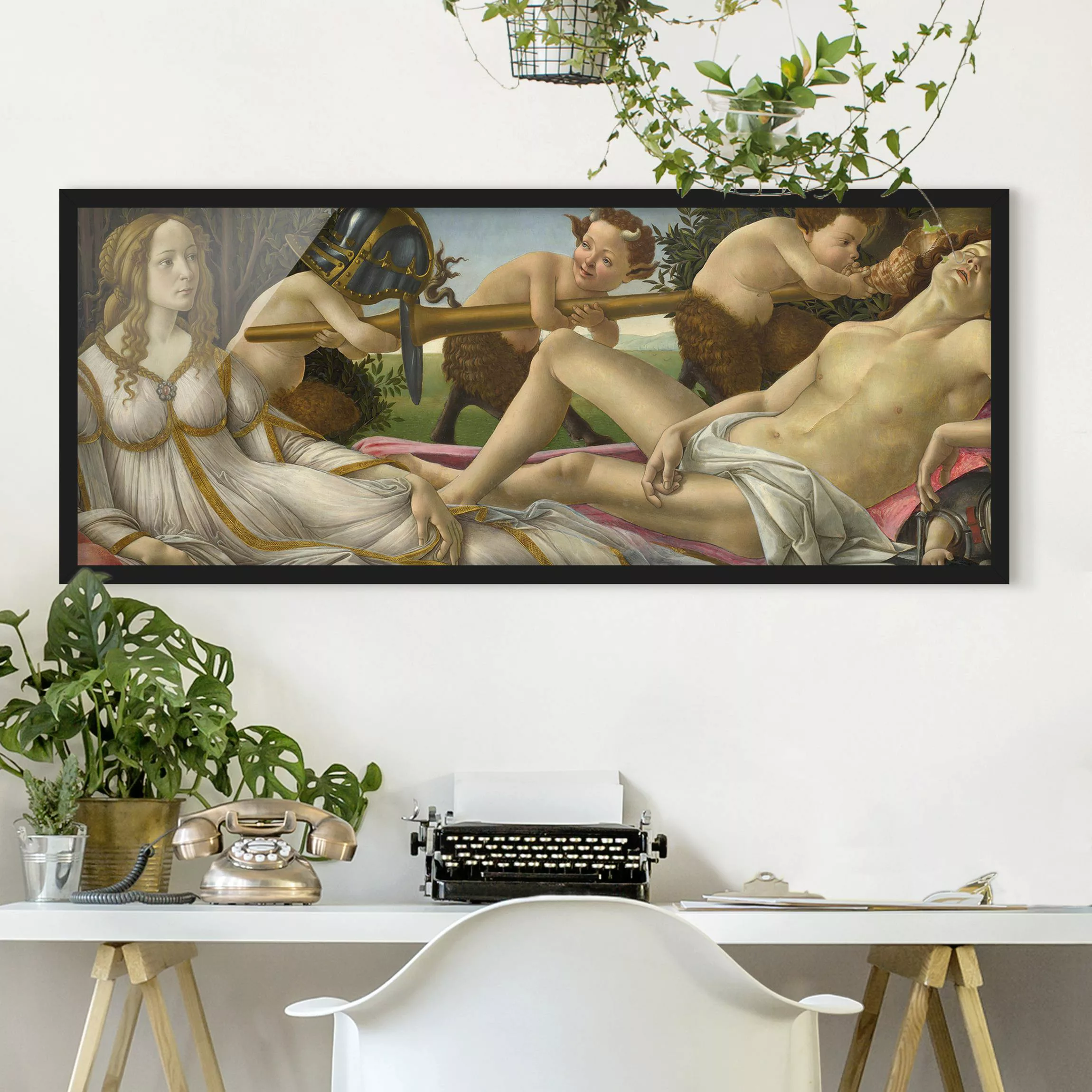 Bild mit Rahmen Kunstdruck - Panorama Sandro Botticelli - Venus und Mars günstig online kaufen