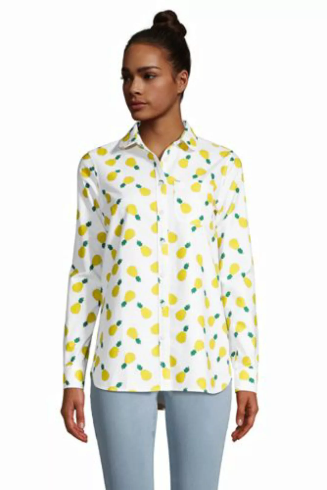 Langärmelige Oxford-Bluse mit Bubikragen, Damen, Größe: S Normal, Weiß, Bau günstig online kaufen