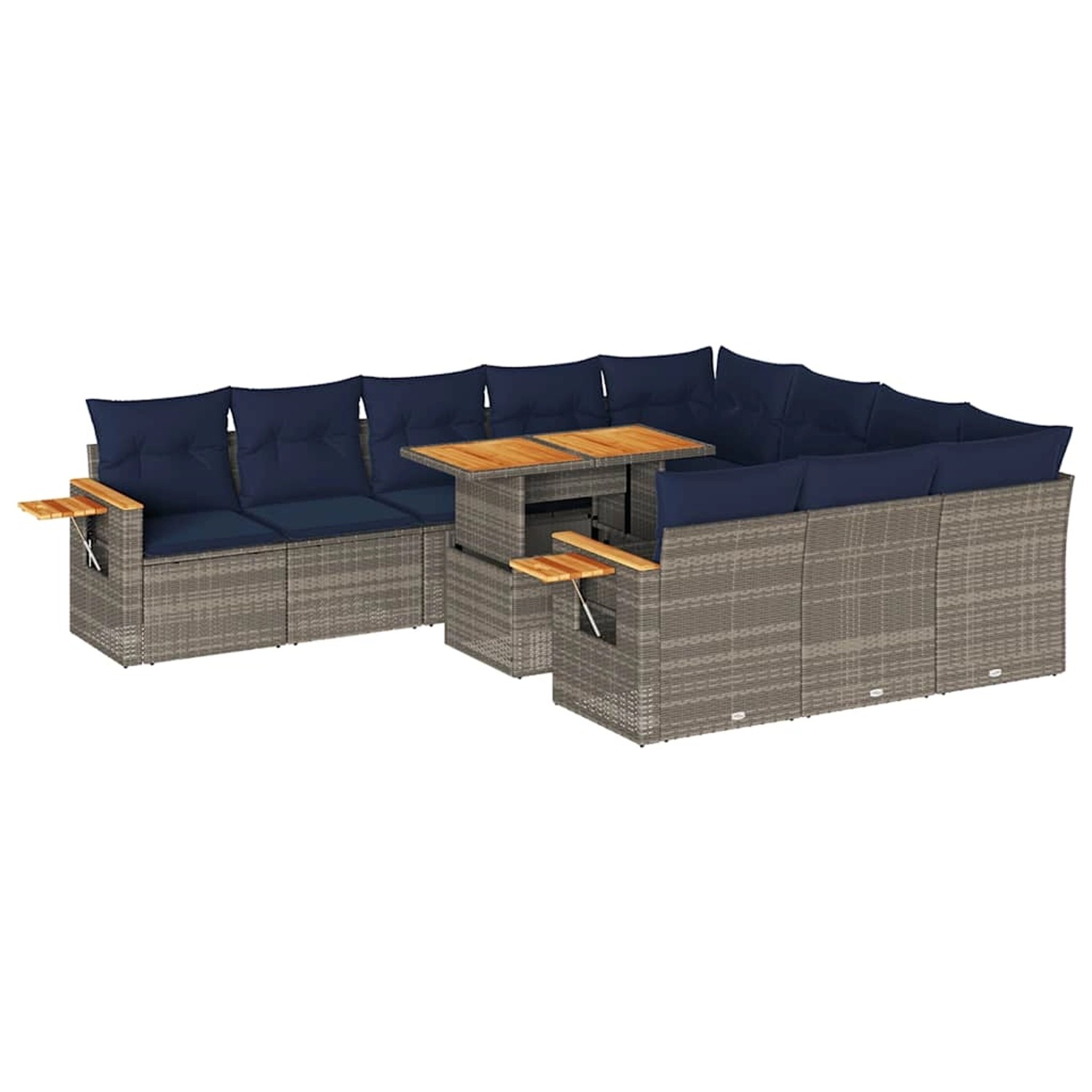 vidaXL 11-Tlg Garten-Sofagarnitur mit Kissen Grau Poly Rattan Akazie 332765 günstig online kaufen