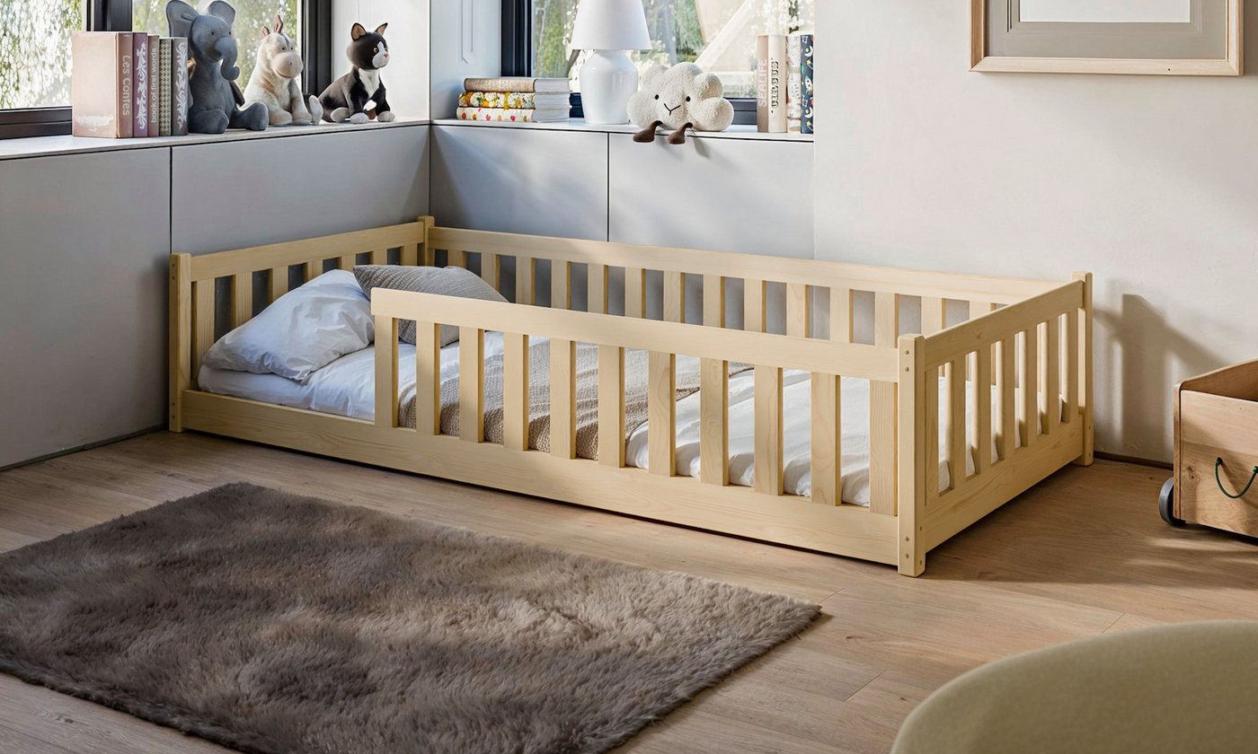 thematys Hausbett Montessori Bodenbett mit Rausfallschutz für Jungen und Mä günstig online kaufen