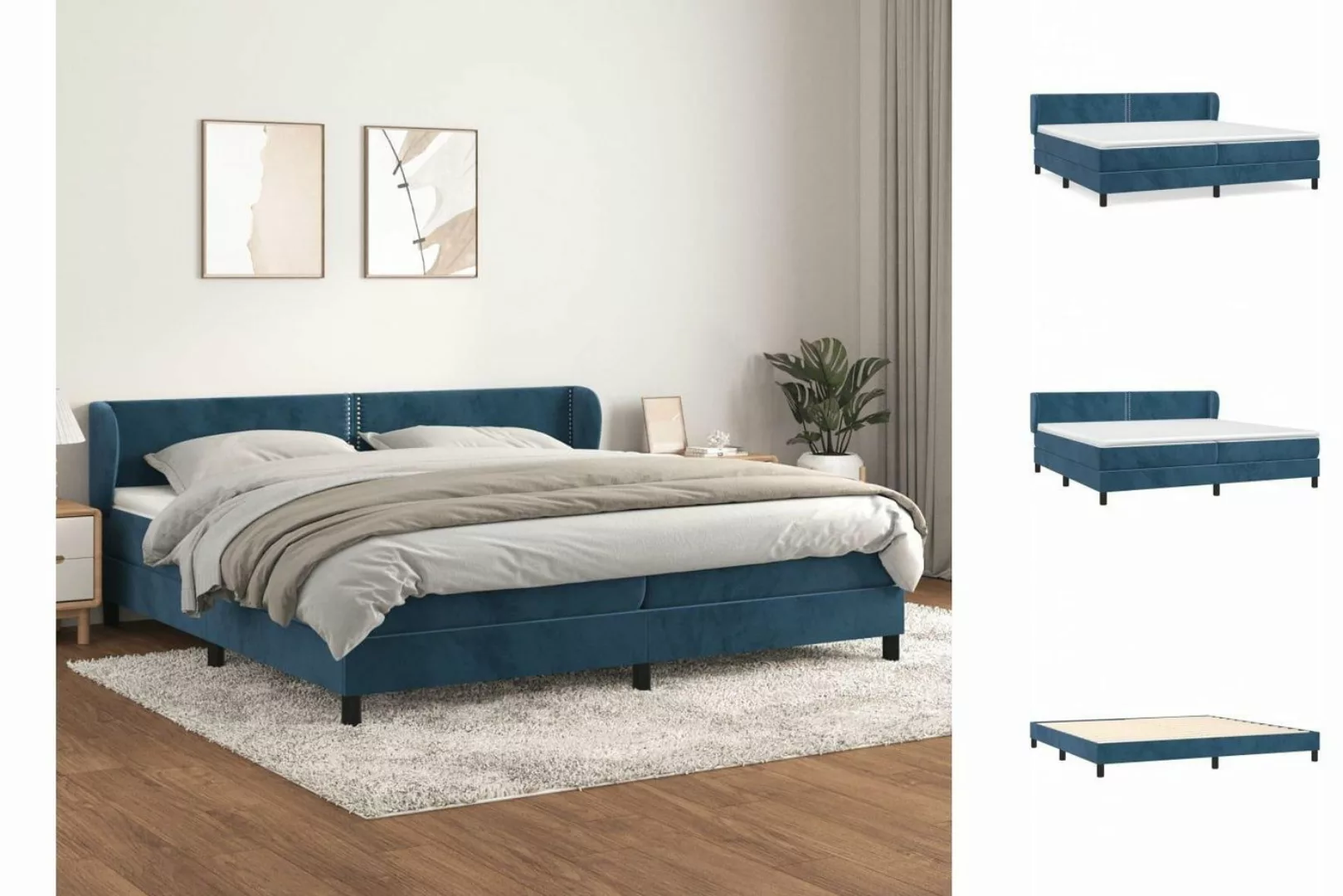 vidaXL Boxspringbett Boxspringbett mit Matratze Dunkelblau 200x200 cm Samt günstig online kaufen