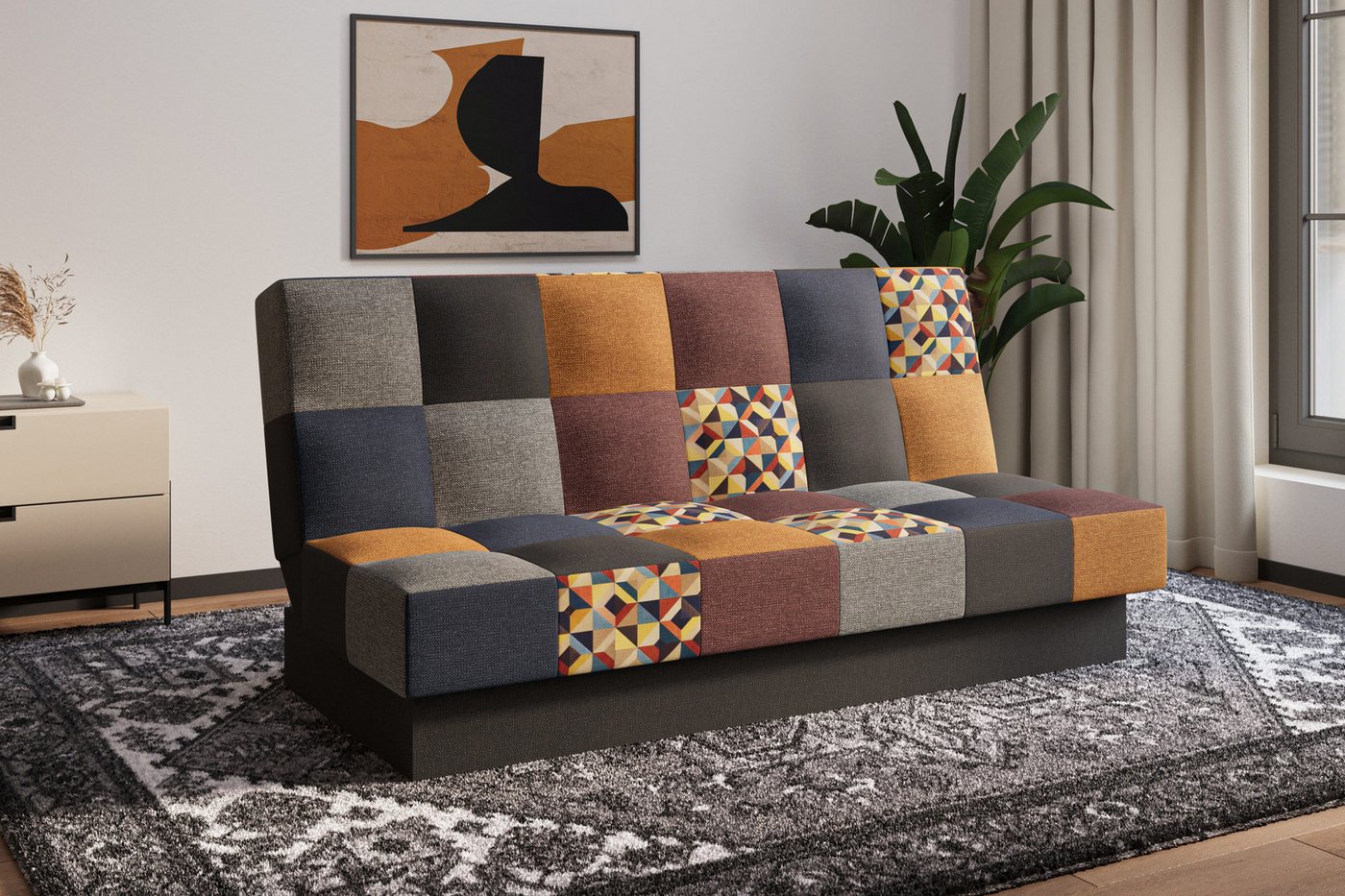 MOEBLO Schlafsofa Cyprus patchwork, Sofa Kippsofa Klappsofa Clic-Clack Couc günstig online kaufen