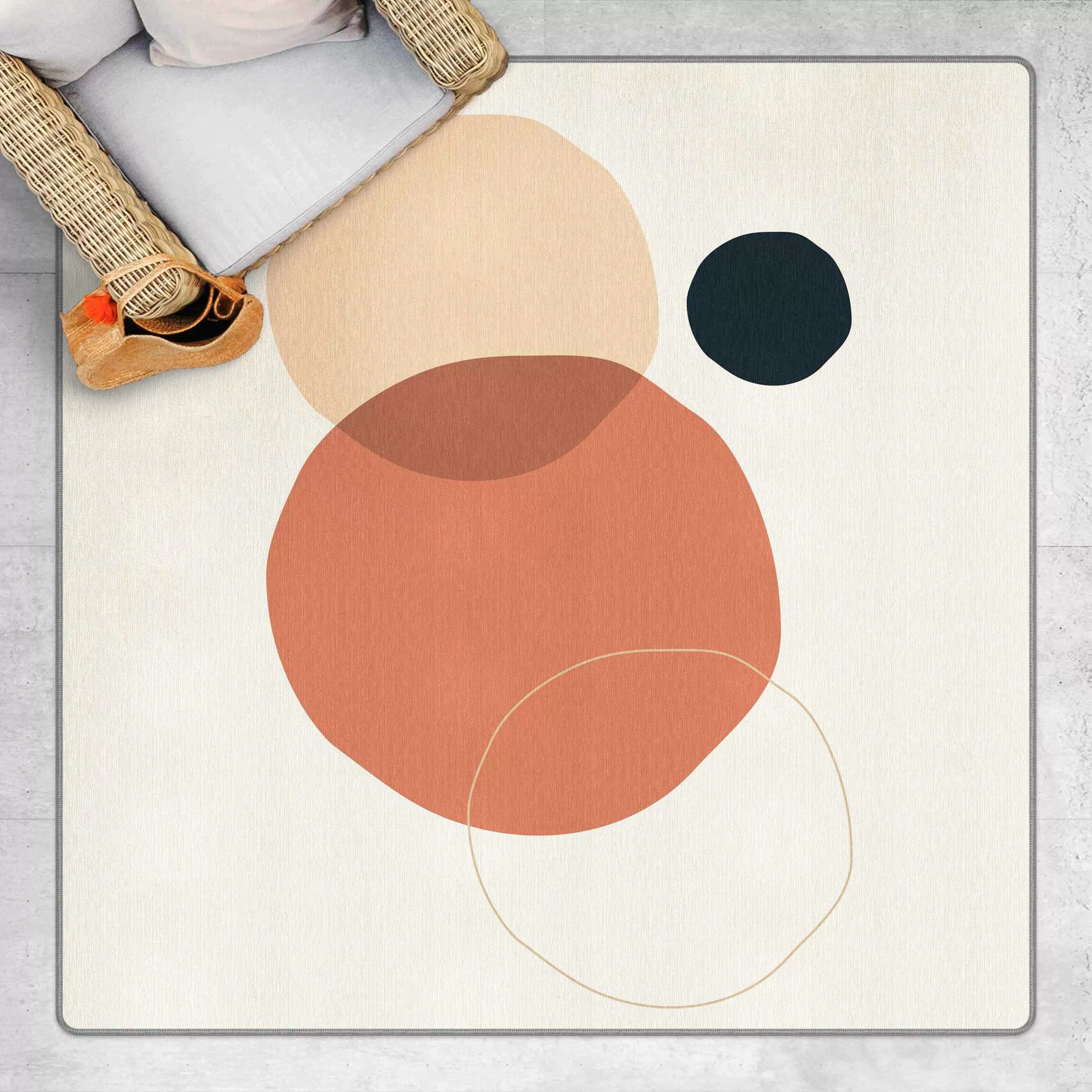 Teppich Line Art Kreise Pastell günstig online kaufen
