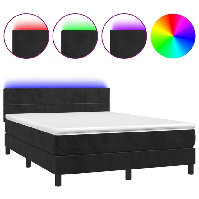 vidaXL Boxspringbett Bett Boxspringbett mit Matratze & LED Samt (140 x 200 günstig online kaufen