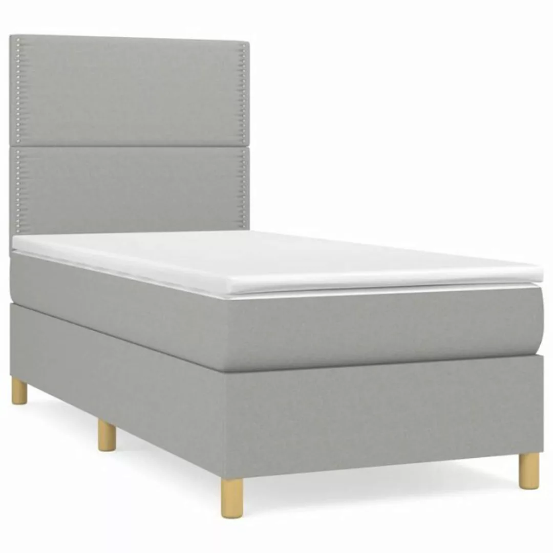 vidaXL Boxspringbett Boxspringbett mit Matratze Hellgrau 80x200 cm Stoff Be günstig online kaufen