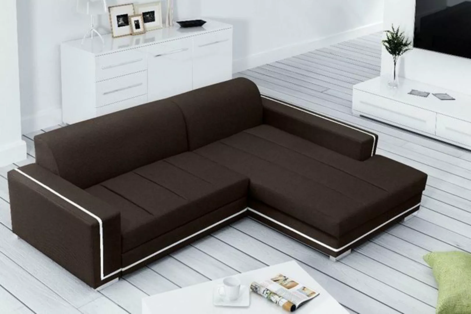 JVmoebel Ecksofa, Ecksofa mit Schlaffunktion Bettfunktion Kasten Sofa Couch günstig online kaufen