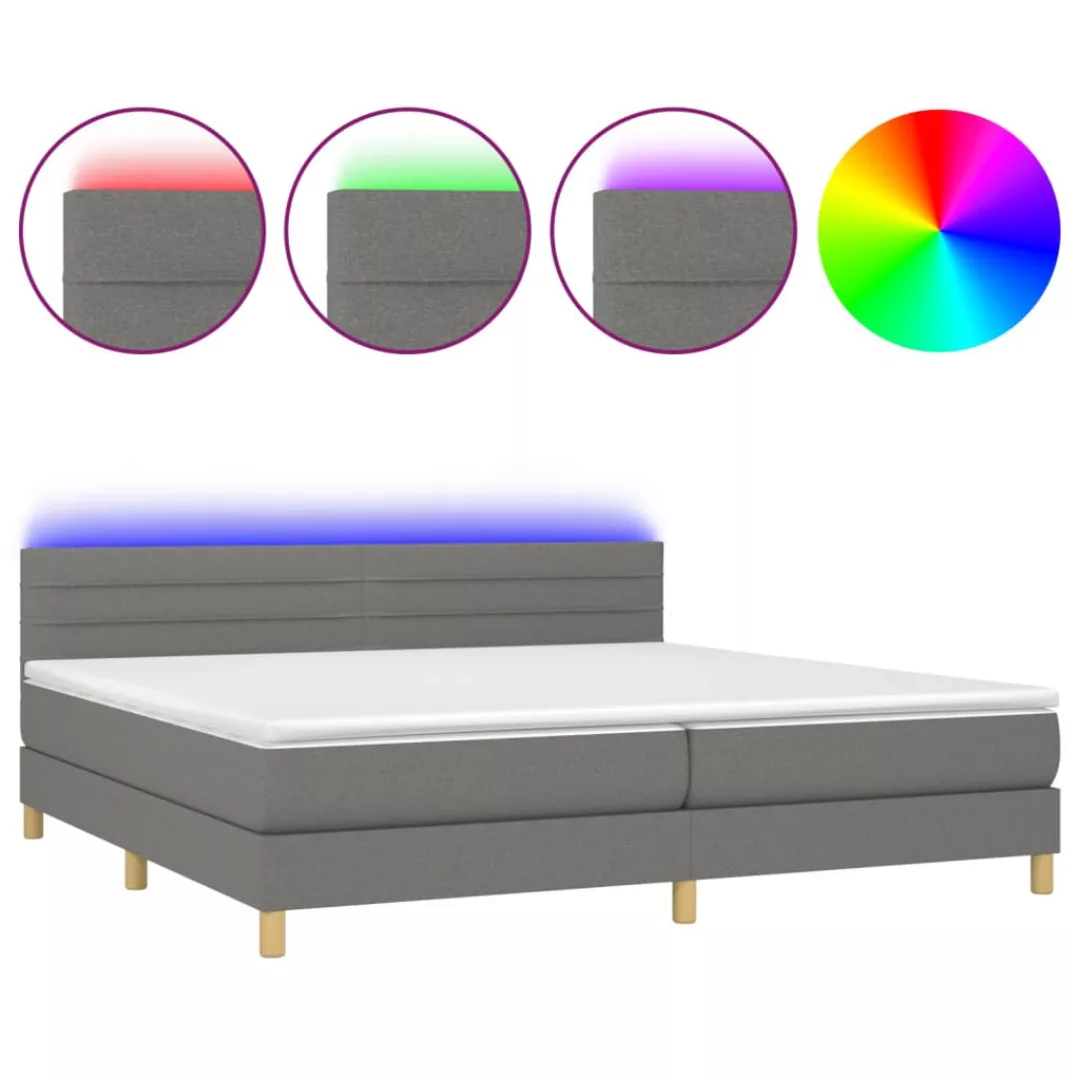 Vidaxl Boxspringbett Mit Matratze & Led Dunkelgrau 200x200 Cm Stoff günstig online kaufen