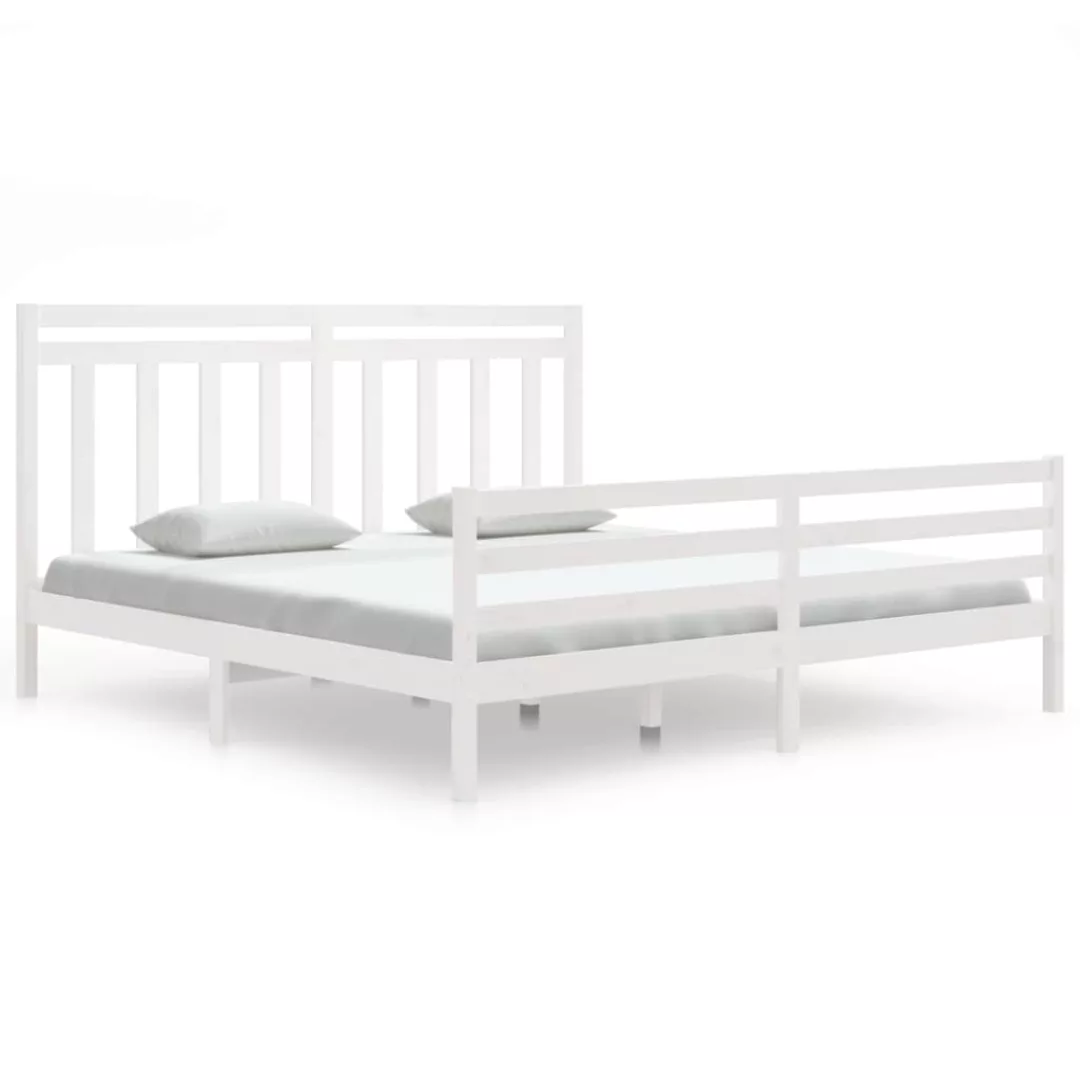 vidaXL Bettgestell Massivholzbett Weiß 180x200 cm 6FT Super King Bett Bettg günstig online kaufen