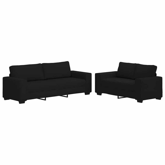 vidaXL Sofa 2-tlg. Sofagarnitur mit Kissen Schwarz Stoff günstig online kaufen