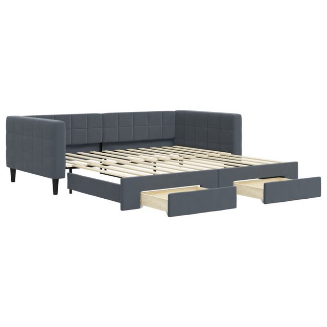 vidaXL Bett, Tagesbett Ausziehbar mit Schubladen Dunkelgrau 100x200 cm Samt günstig online kaufen