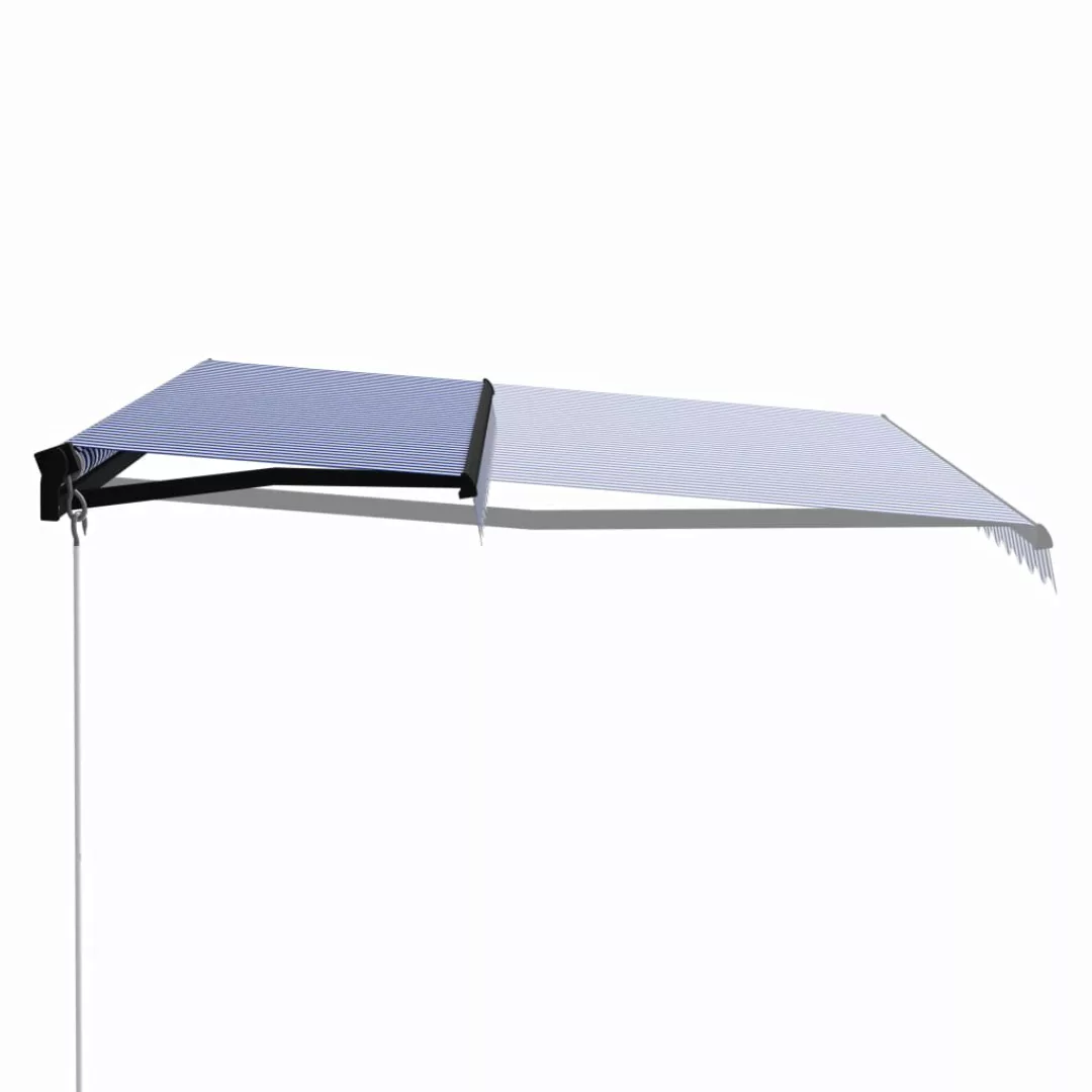 Einziehbare Markise Handbetrieben 450 X 300 Cm Blau Und Weiß günstig online kaufen