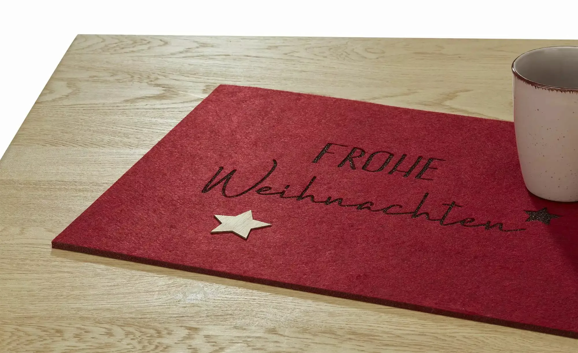 HOME STORY Platzset Frohe Weihnachten, 2er Set ¦ rot ¦ Synthetik ¦ Maße (cm günstig online kaufen