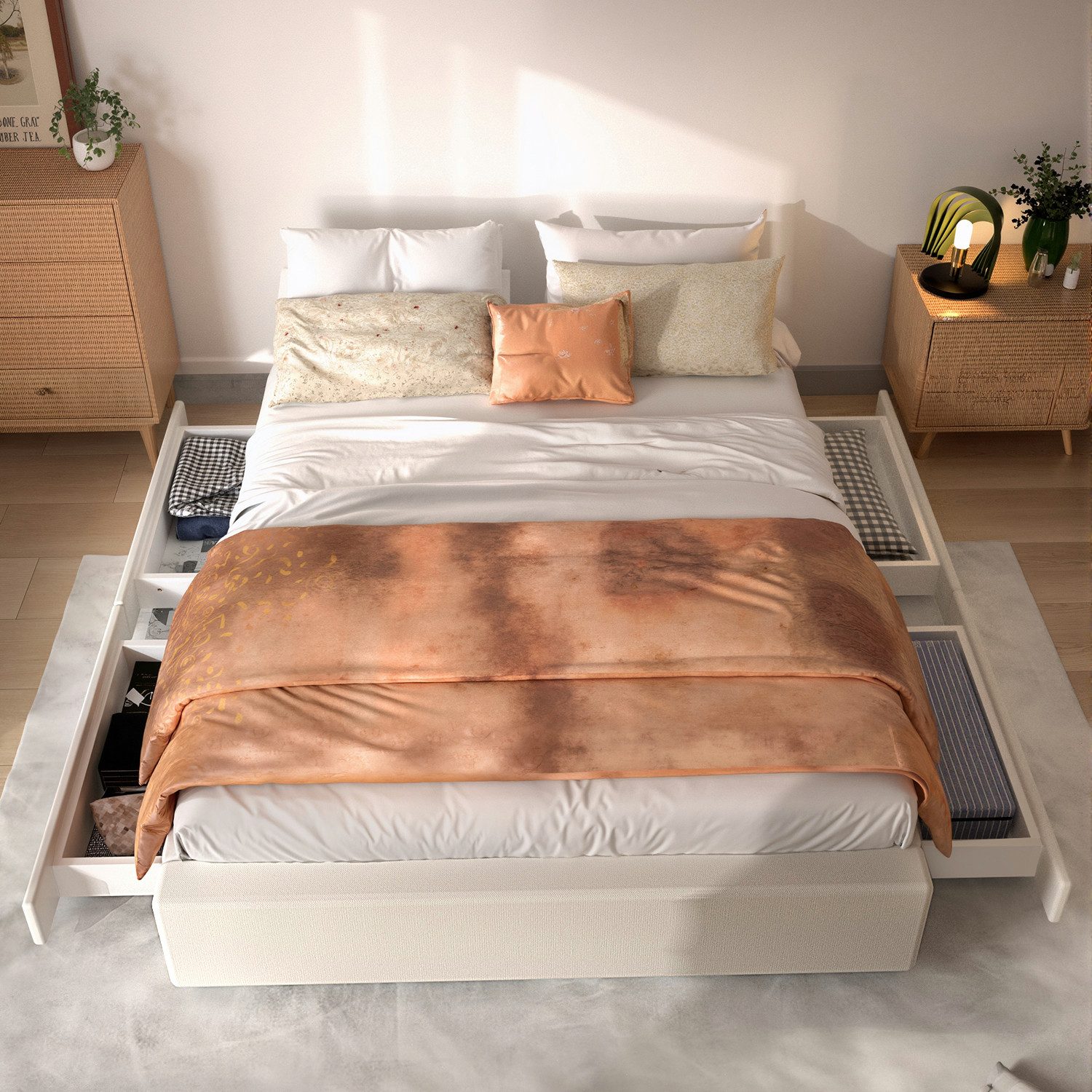 oyajia Polsterbett Doppelbett 140x200cm mit Stauraumbett günstig online kaufen