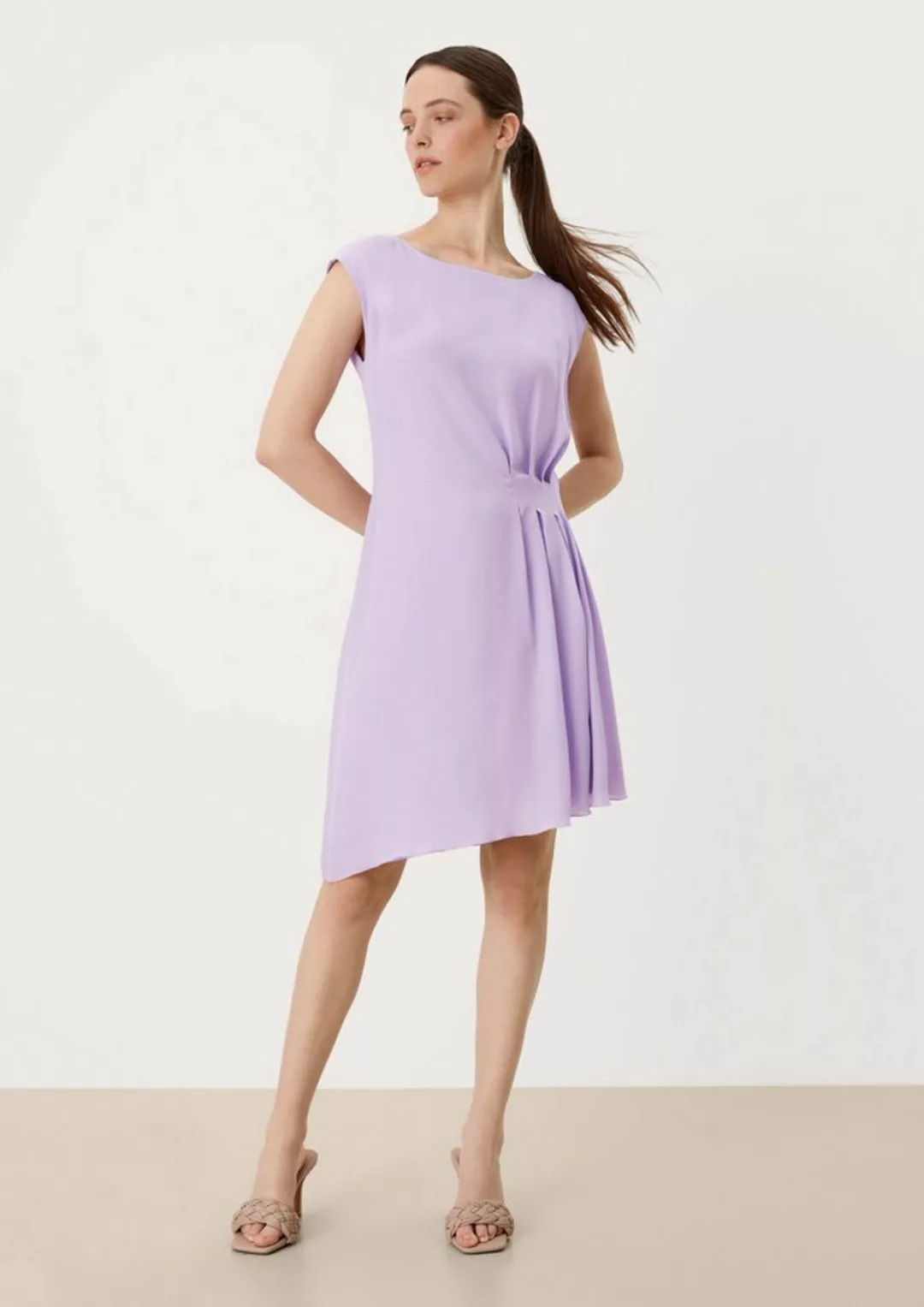 s.Oliver BLACK LABEL Minikleid Kleid in Crêpe-Optik Raffung günstig online kaufen