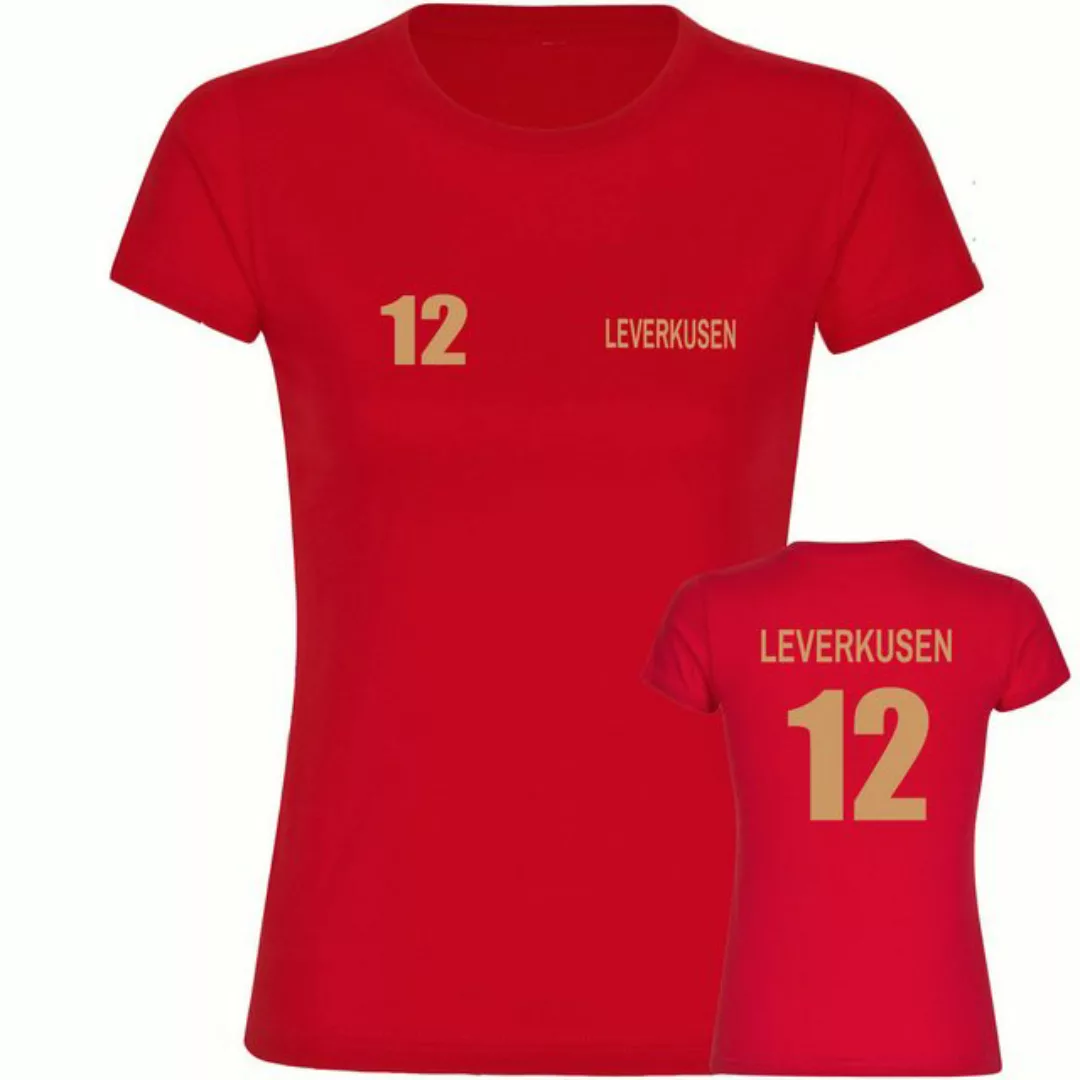 multifanshop T-Shirt Damen Leverkusen - Trikot Nummer 12 gold - Frauen günstig online kaufen