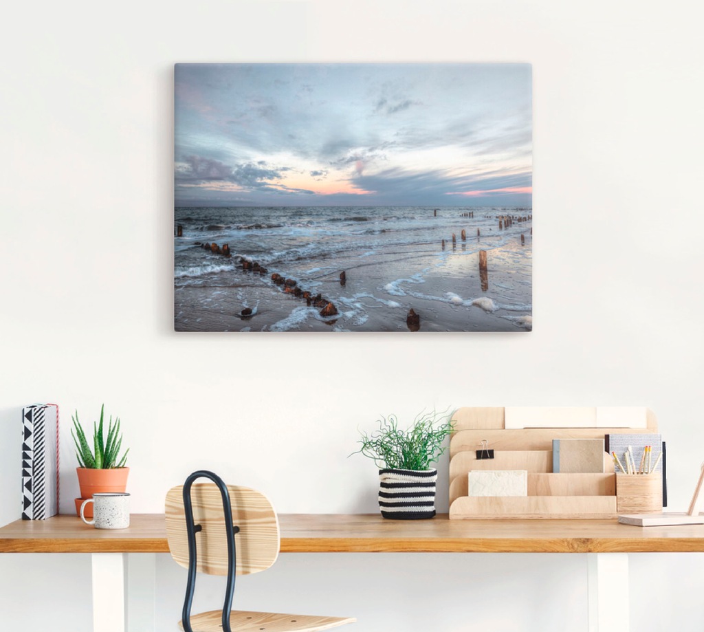 Artland Wandbild "Winter Sonnenuntergang am Meer", Gewässer, (1 St.), als L günstig online kaufen