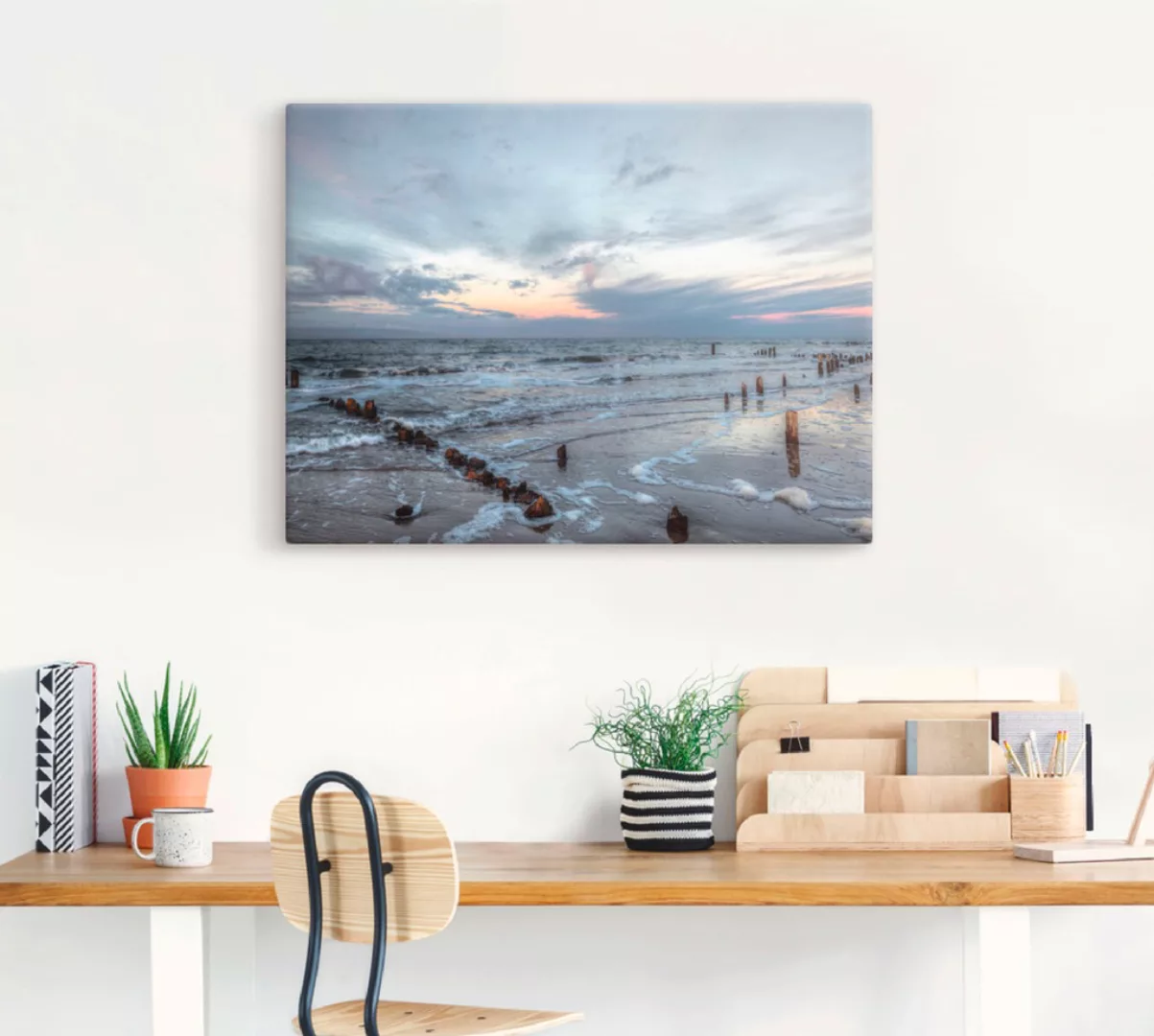 Artland Wandbild »Winter Sonnenuntergang am Meer«, Gewässer, (1 St.), als L günstig online kaufen