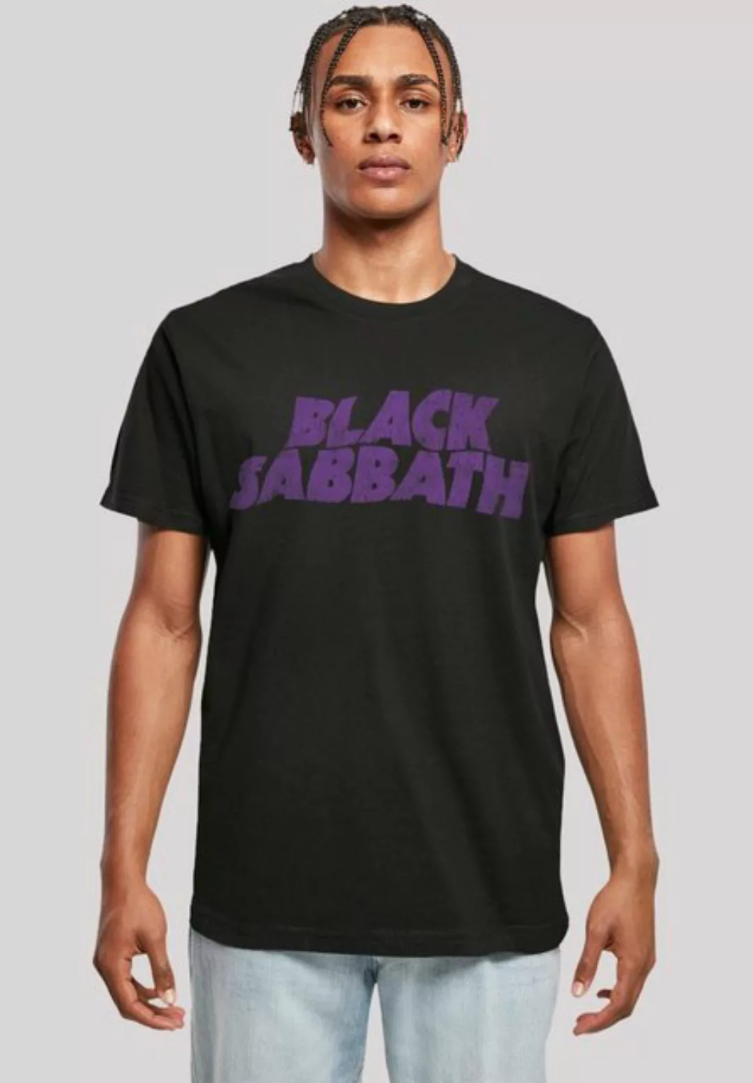 F4NT4STIC T-Shirt Black Sabbath Wavy Logo lila Print günstig online kaufen