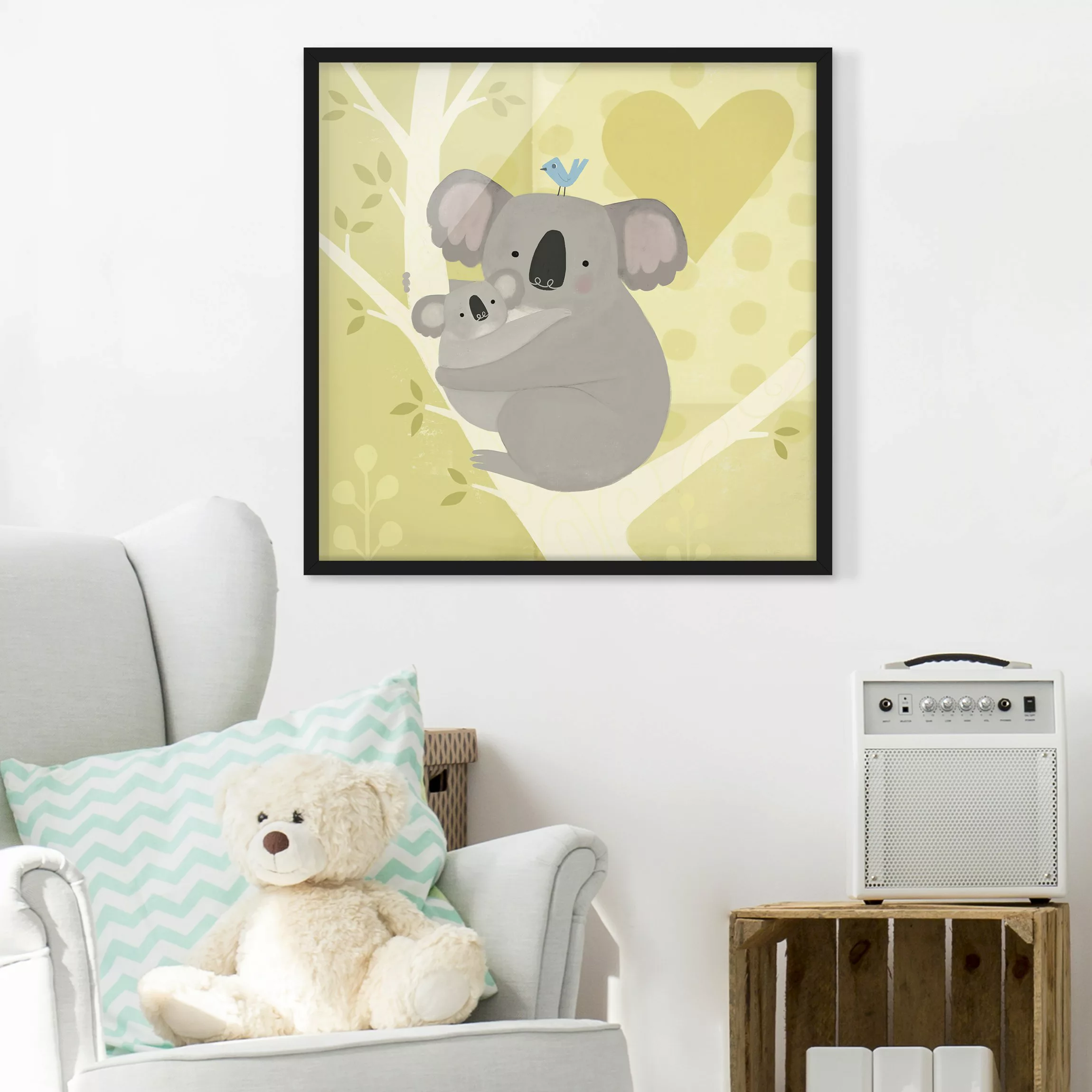 Bild mit Rahmen Tiere - Quadrat Mama und ich - Koalas günstig online kaufen
