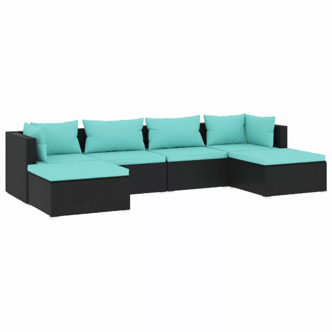 Vidaxl 6-tlg. Garten-lounge-set Mit Kissen Poly Rattan Schwarz günstig online kaufen