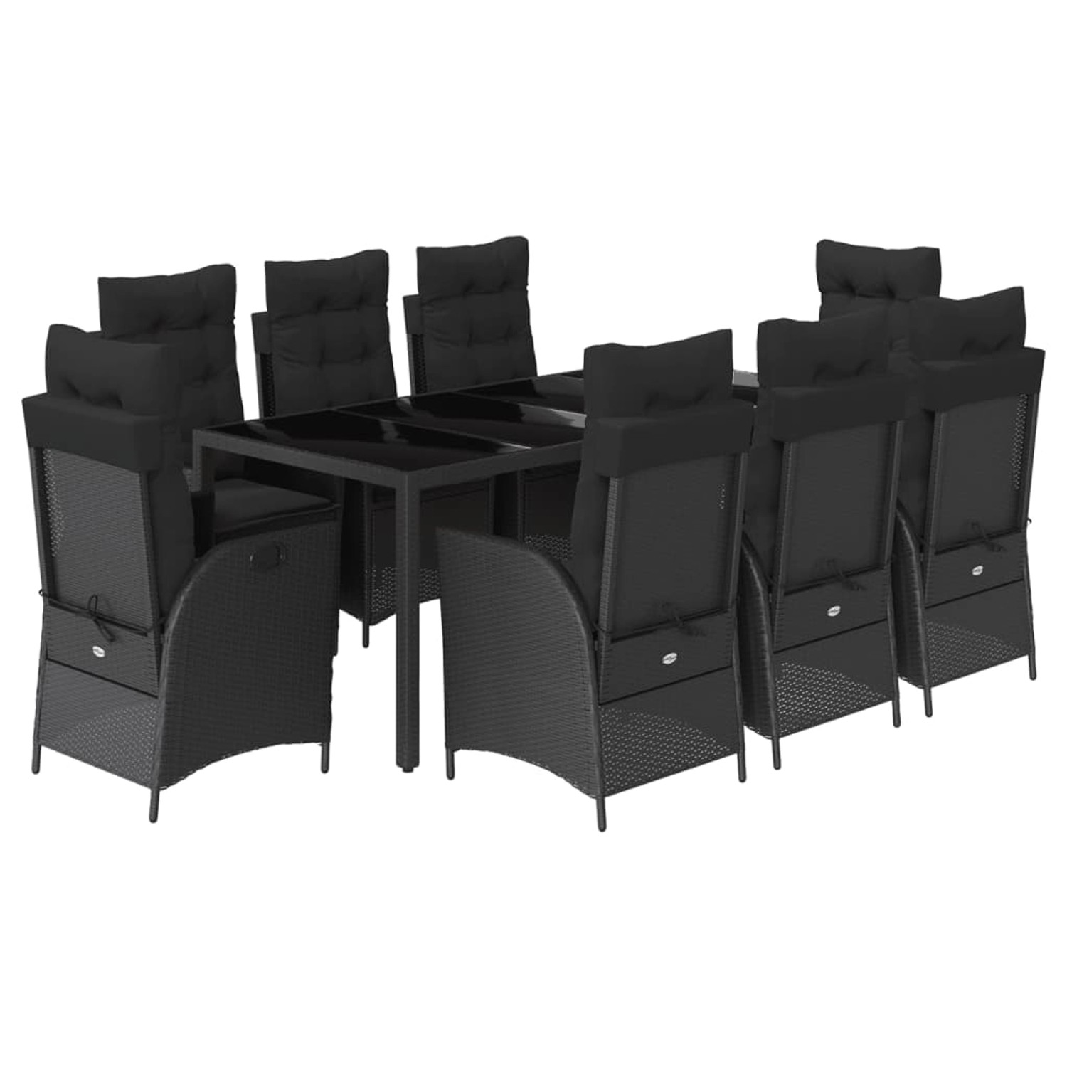 vidaXL 9-Tlg Garten-Essgruppe mit Kissen Schwarz Poly Rattan 3213075 günstig online kaufen