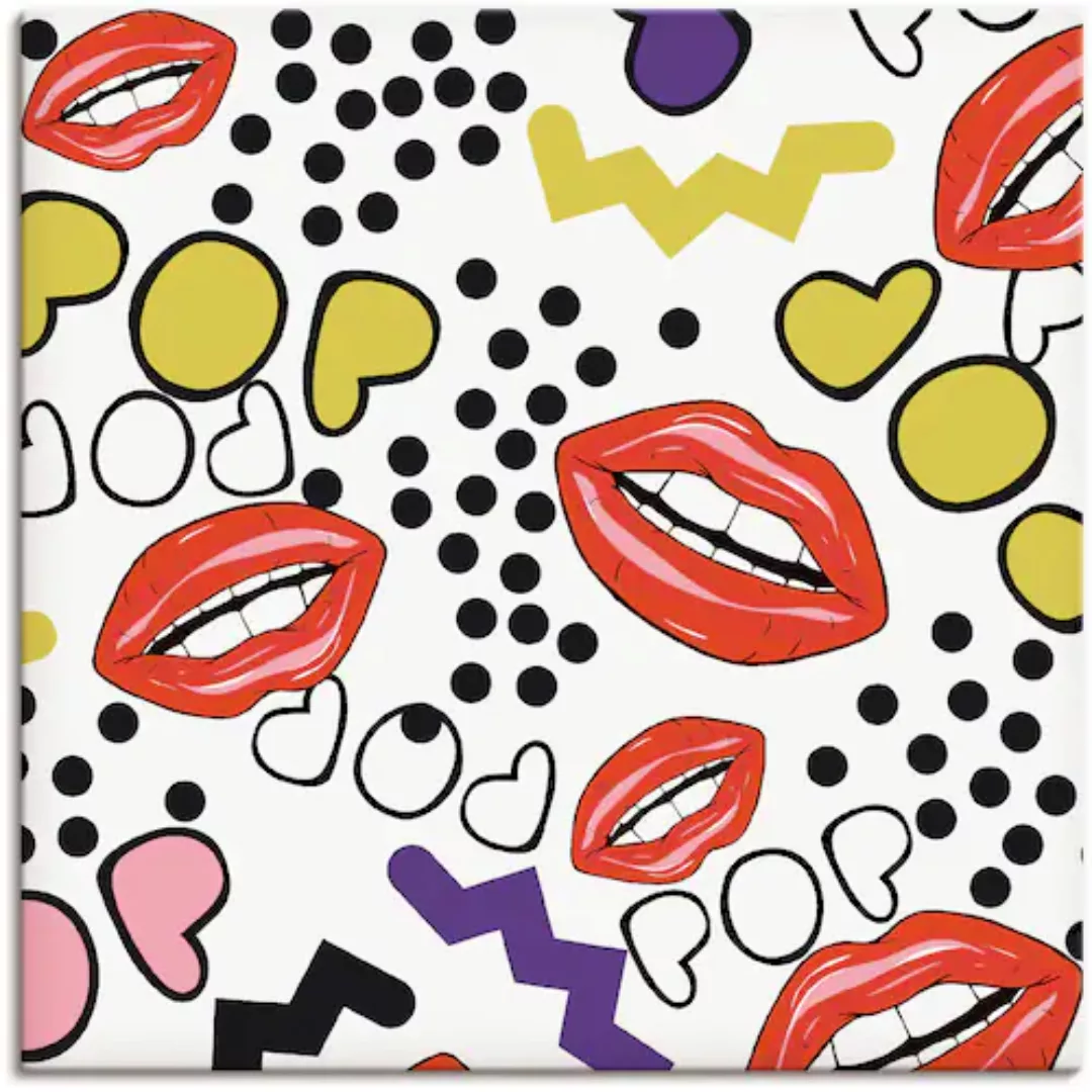Artland Leinwandbild "Mund mit Pop-Art", Muster, (1 St.) günstig online kaufen