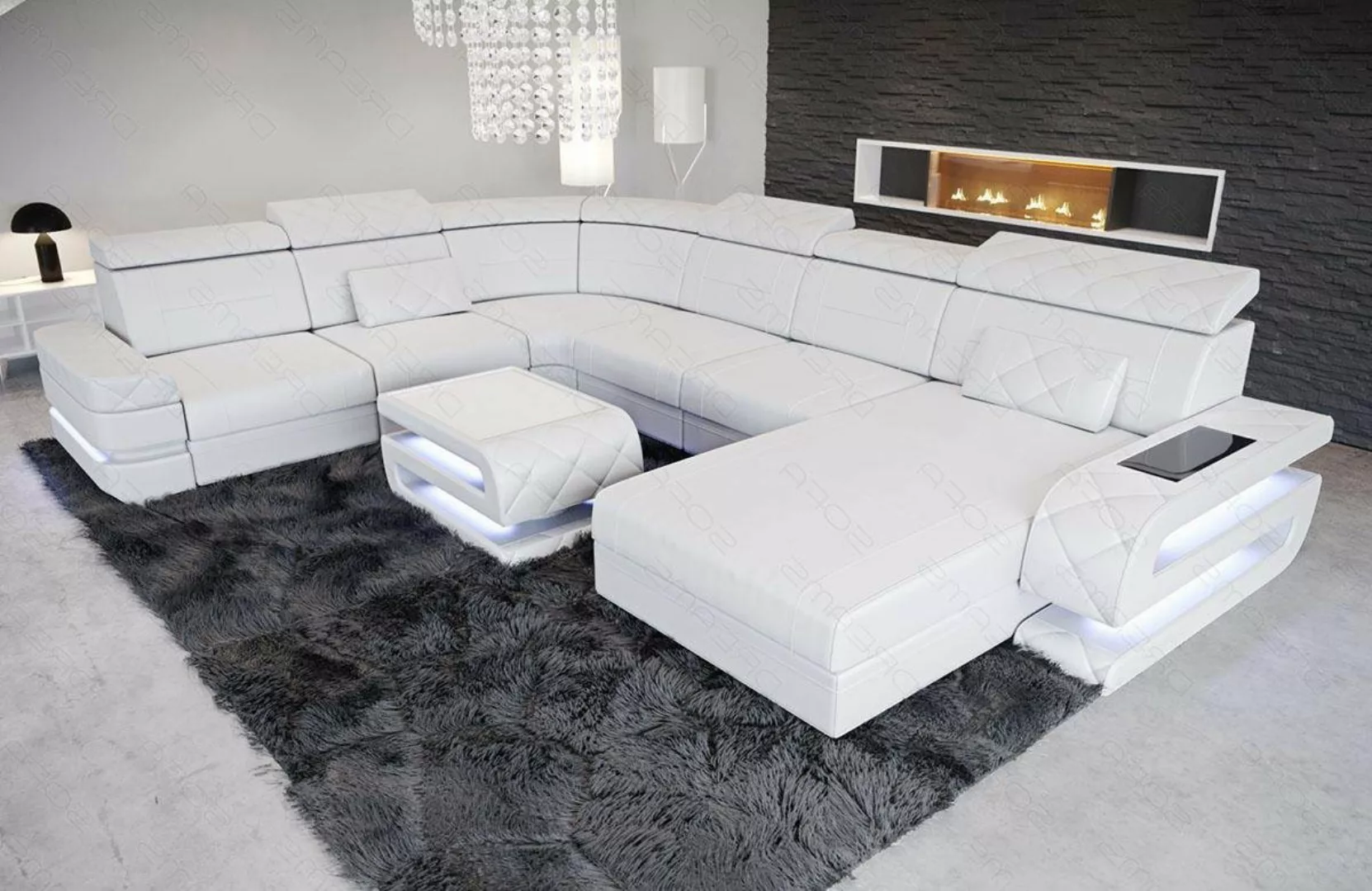 Sofa Dreams Wohnlandschaft Ledersofa Bologna XXL U Form Leder Sofa, Couch, günstig online kaufen