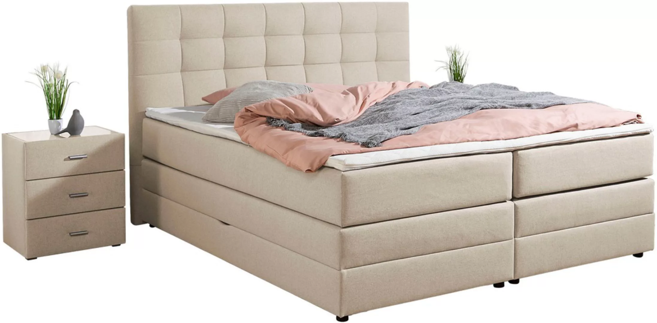 Places of Style Boxspringbett "Ethan", inkl. Topper und geräumigen Bettkast günstig online kaufen