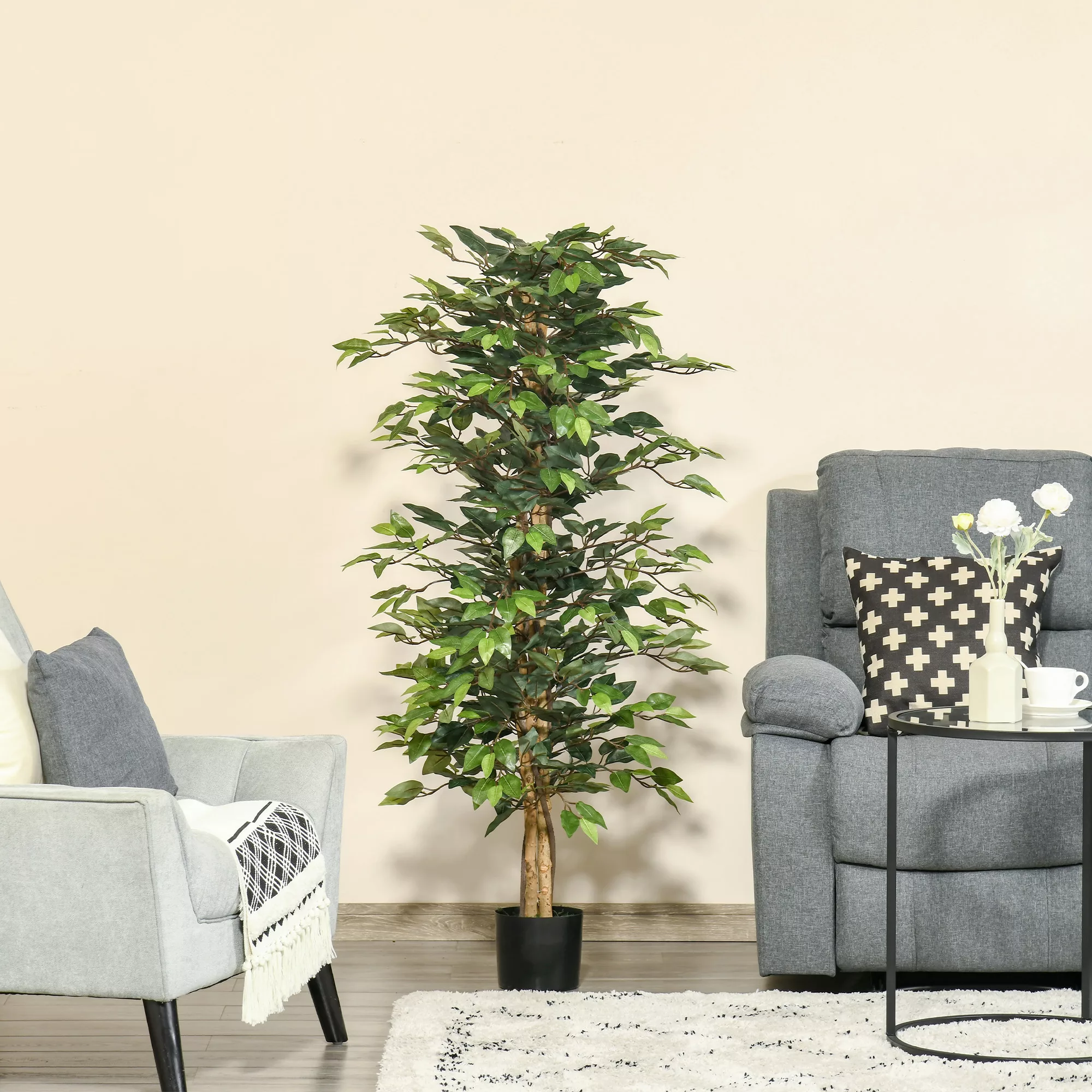 HOMCOM künstlicher Ficus-Baum  Dekorative Kunstpflanze, 150 cm, für Innen & günstig online kaufen