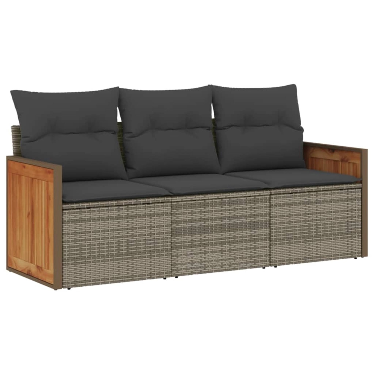 vidaXL 3-Tlg Garten-Sofagarnitur mit Kissen Grau Poly Rattan 3227439 günstig online kaufen