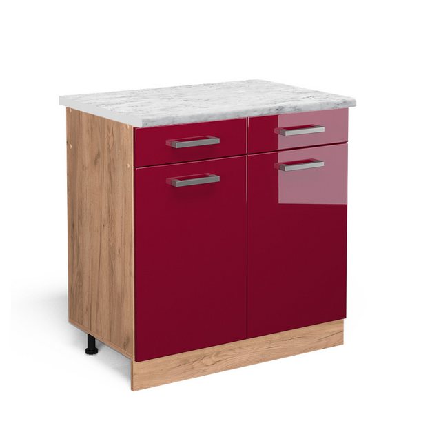 Vicco Unterschrank R-Line, Bordeaux Hochglanz/Goldkraft Eiche, 80 cm AP Mar günstig online kaufen