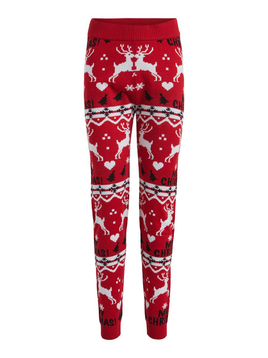 VILA Weihnachtliche Strick- Hose Damen Rot günstig online kaufen