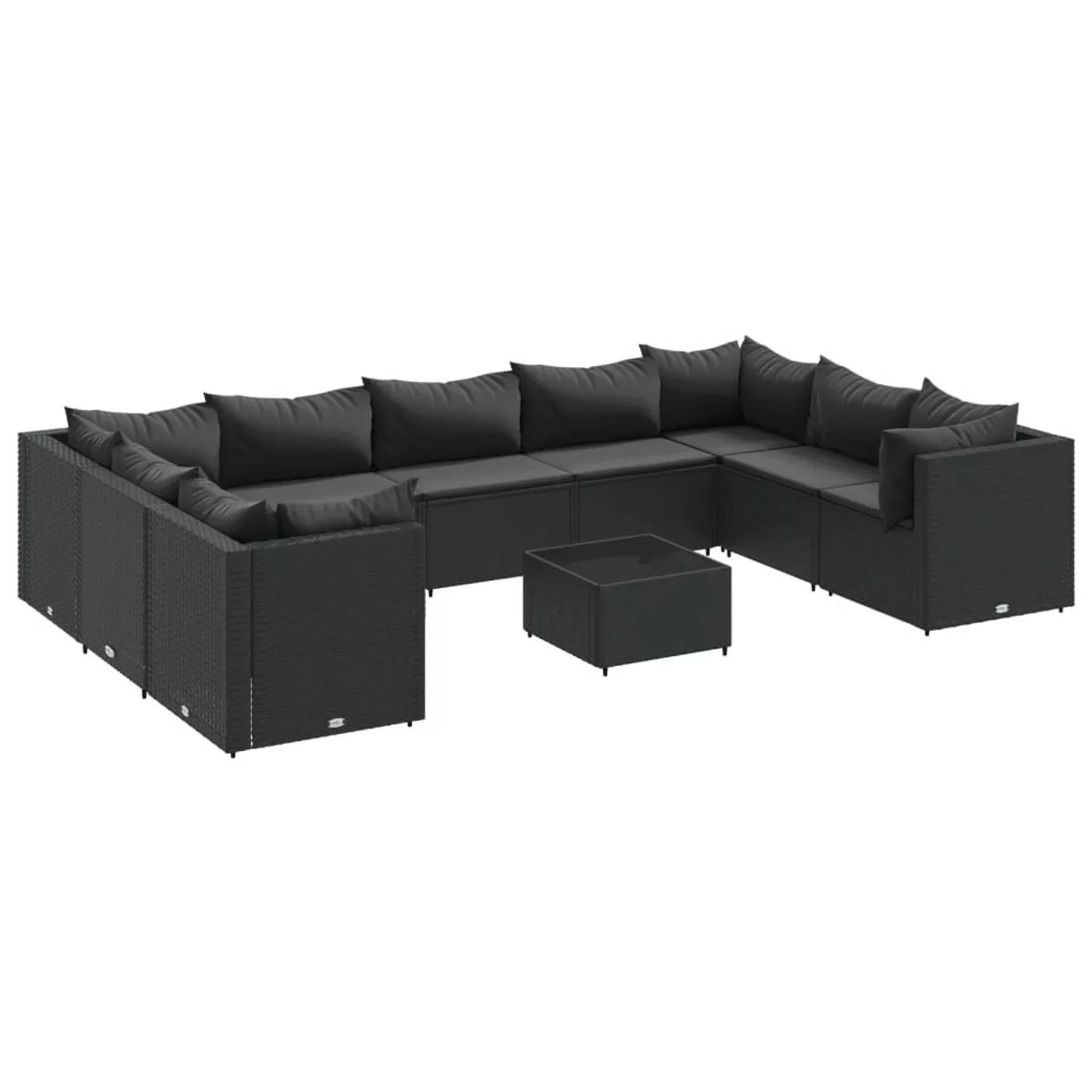 vidaXL 10-tlg Garten-Lounge-Set mit Kissen Schwarz Poly Rattan Modell 37 günstig online kaufen