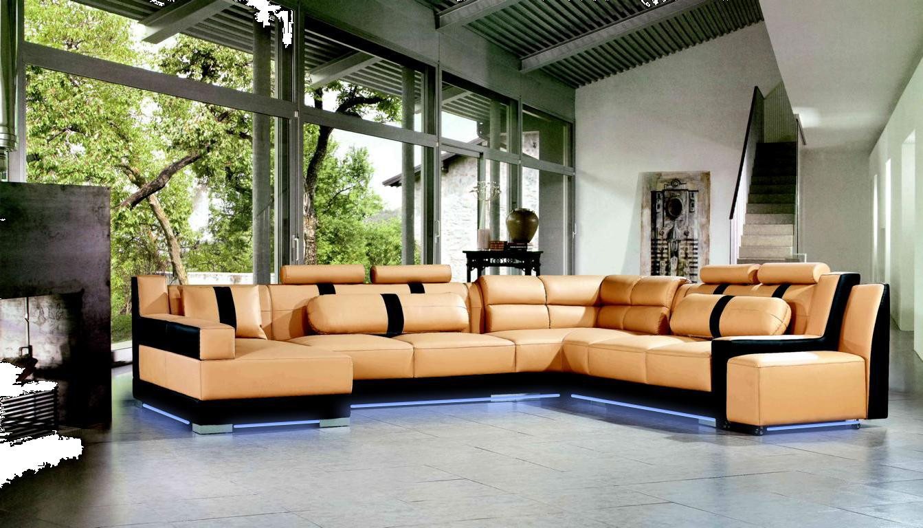 Xlmoebel Ecksofa Großes Leder-Sofa in U-Form für Wohnzimmer mit XXL-Abmessu günstig online kaufen