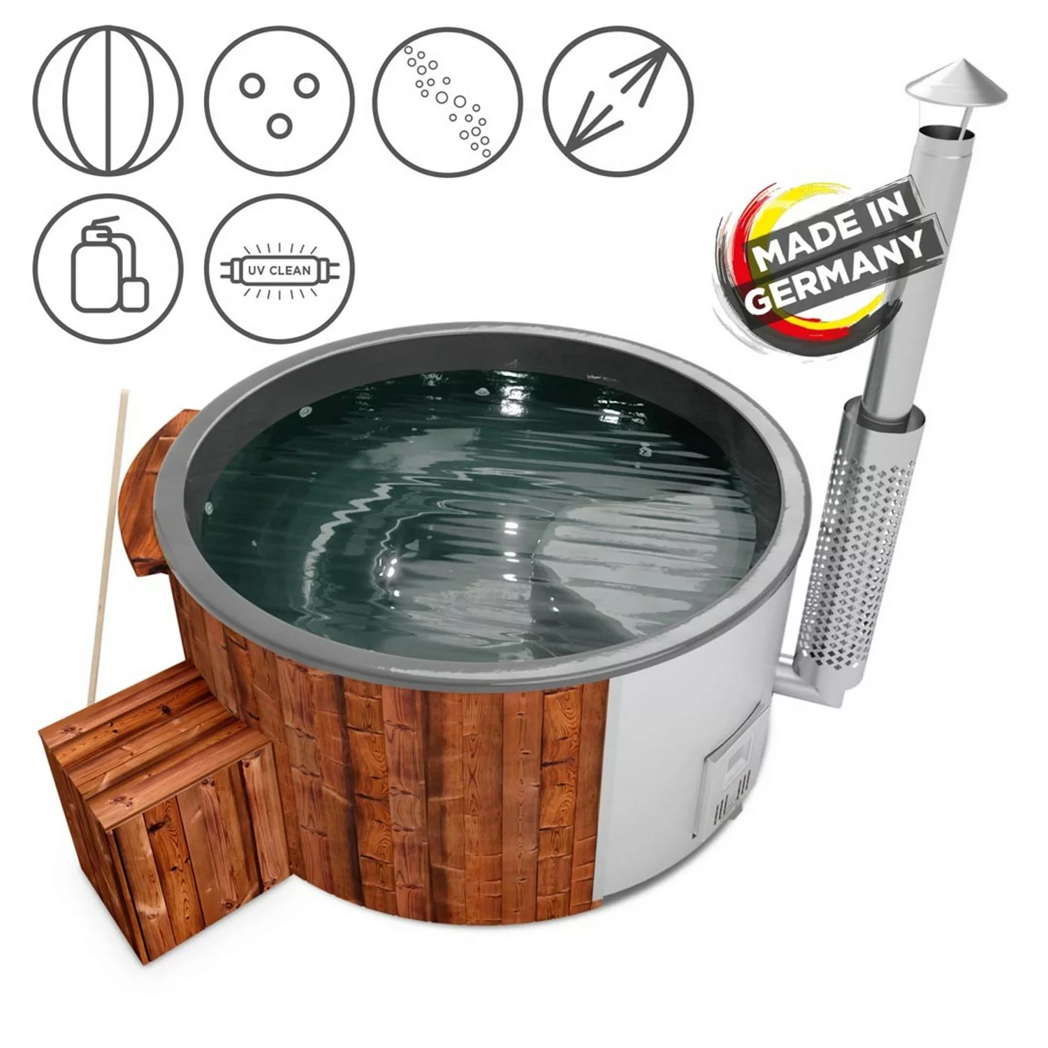 Holzklusiv Hot Tub Saphir 200 Thermoholz Spa Deluxe Clean UV Wanne Anthrazi günstig online kaufen