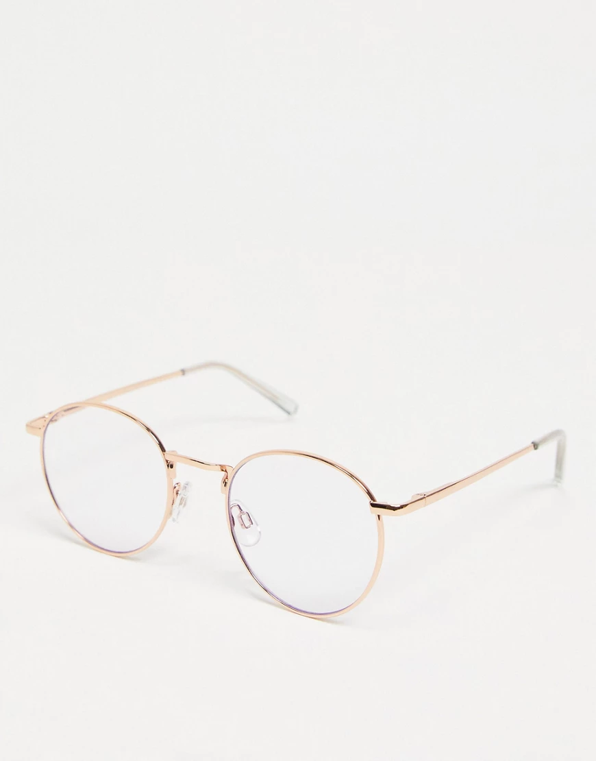 Vero Moda – Runde Brille mit Blaulichtfilter in Roségold-Goldfarben günstig online kaufen
