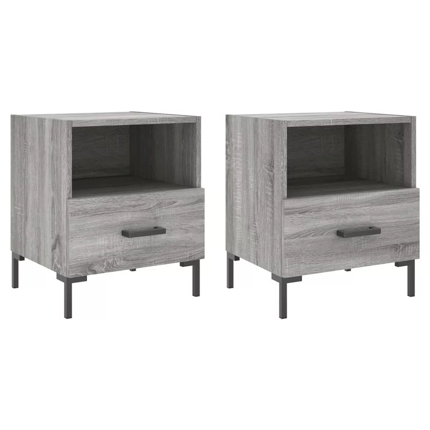 vidaXL Nachttische 2 Stk Grau Sonoma 40x35x47,5 cm Holzwerkstoff Modell 4 günstig online kaufen