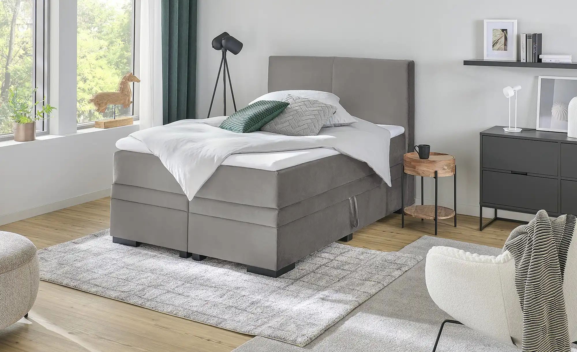 Boxi Boxspringbett mit Bettkasten Boxi Classic ¦ grau ¦ Maße (cm): B: 140 H günstig online kaufen