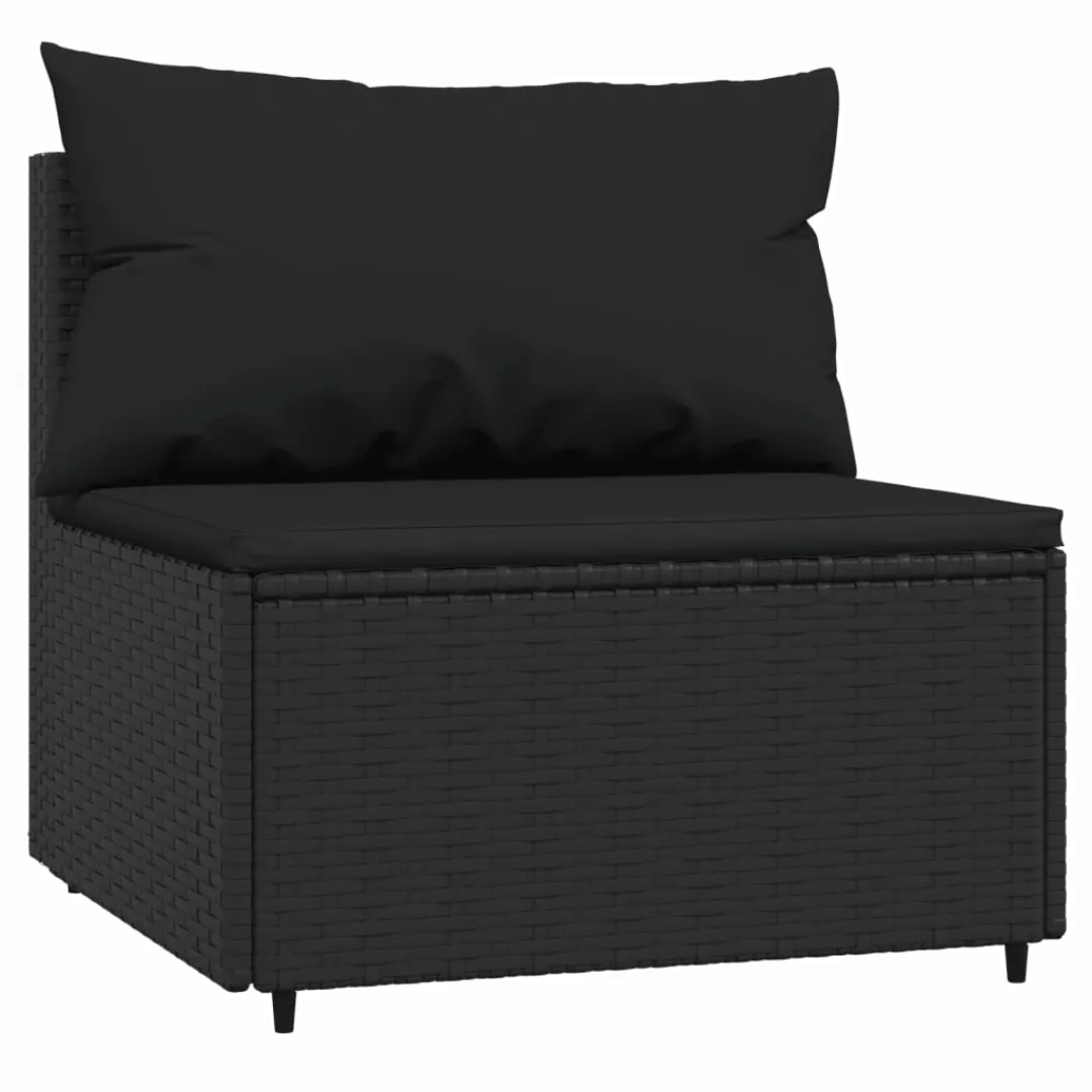 Vidaxl Garten-mittelsofa Mit Kissen Schwarz Poly Rattan günstig online kaufen