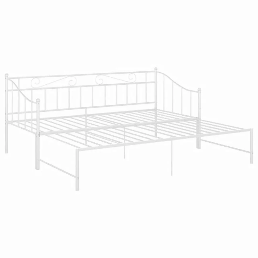 furnicato Bett Ausziehsofa Bettgestell Weiß Metall 90x200 cm günstig online kaufen