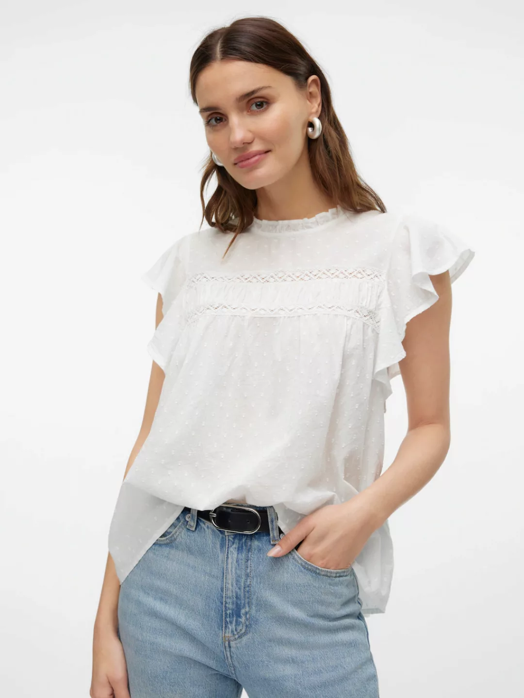 Vero Moda Blusenshirt "VMTRINE SL LACE TOP WVN NOOS" günstig online kaufen