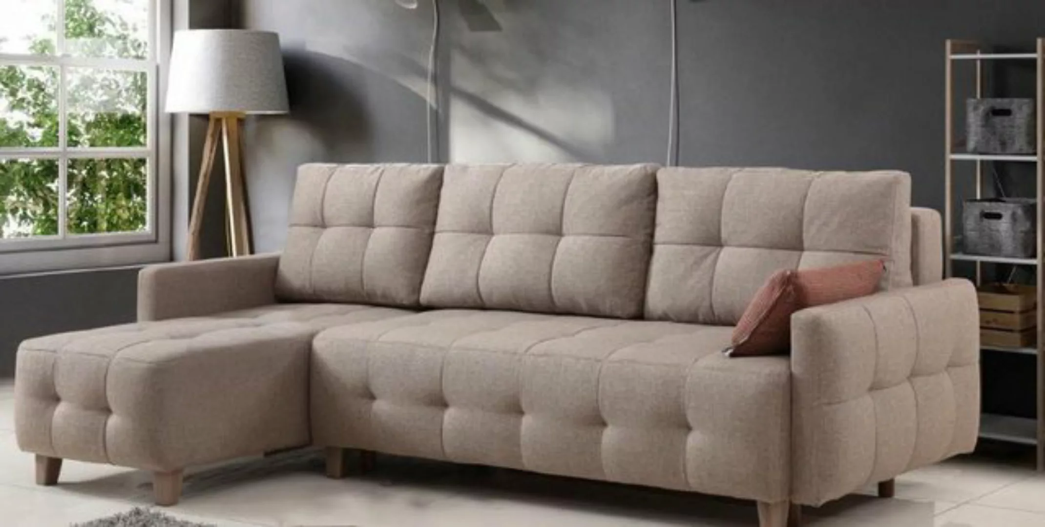 Xlmoebel Ecksofa Neues Textilsofa in L-Form mit beigen Polstern für das Woh günstig online kaufen