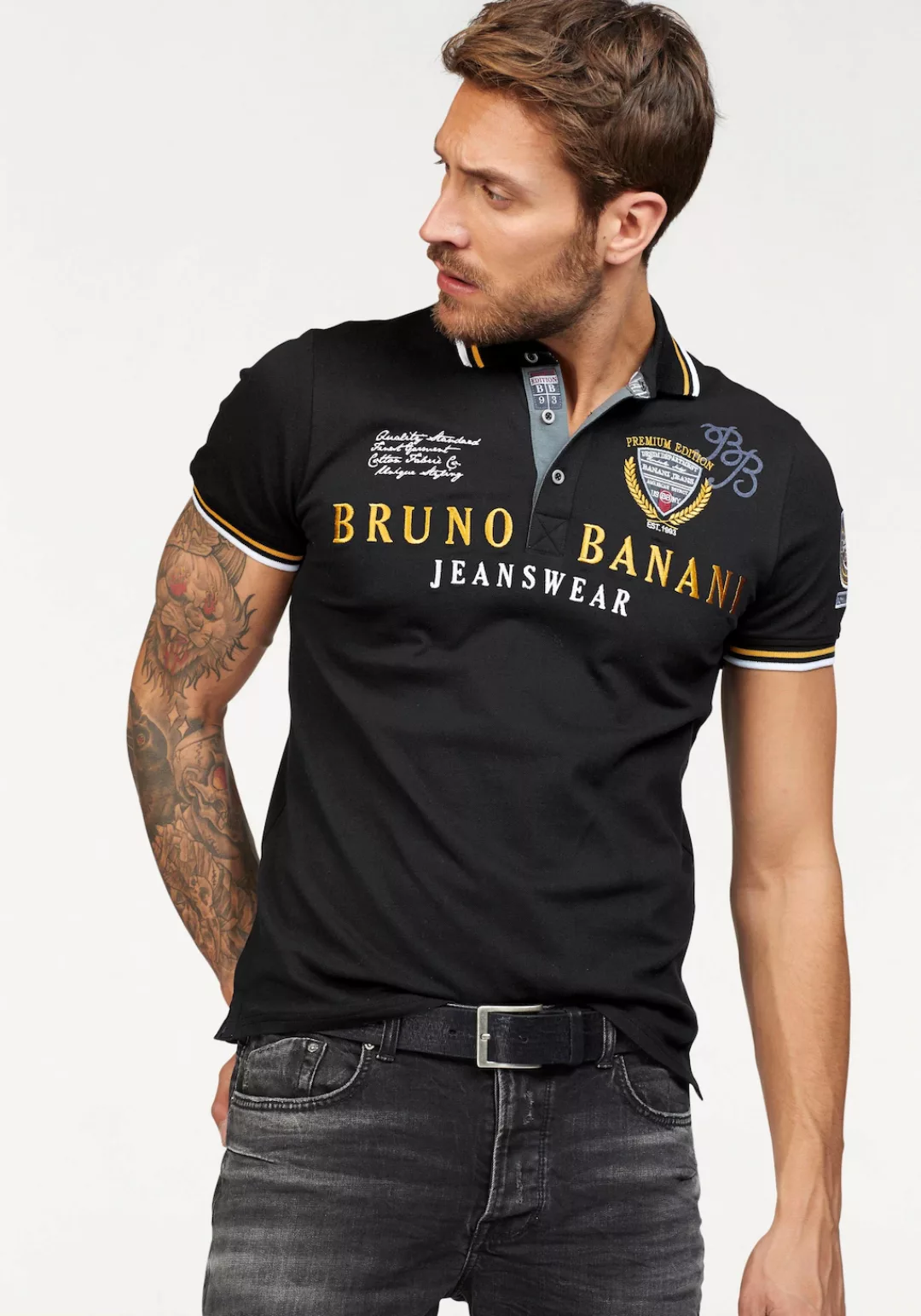 Bruno Banani Poloshirt körpernahe Passform, mit Stickereien und Badges, Pol günstig online kaufen